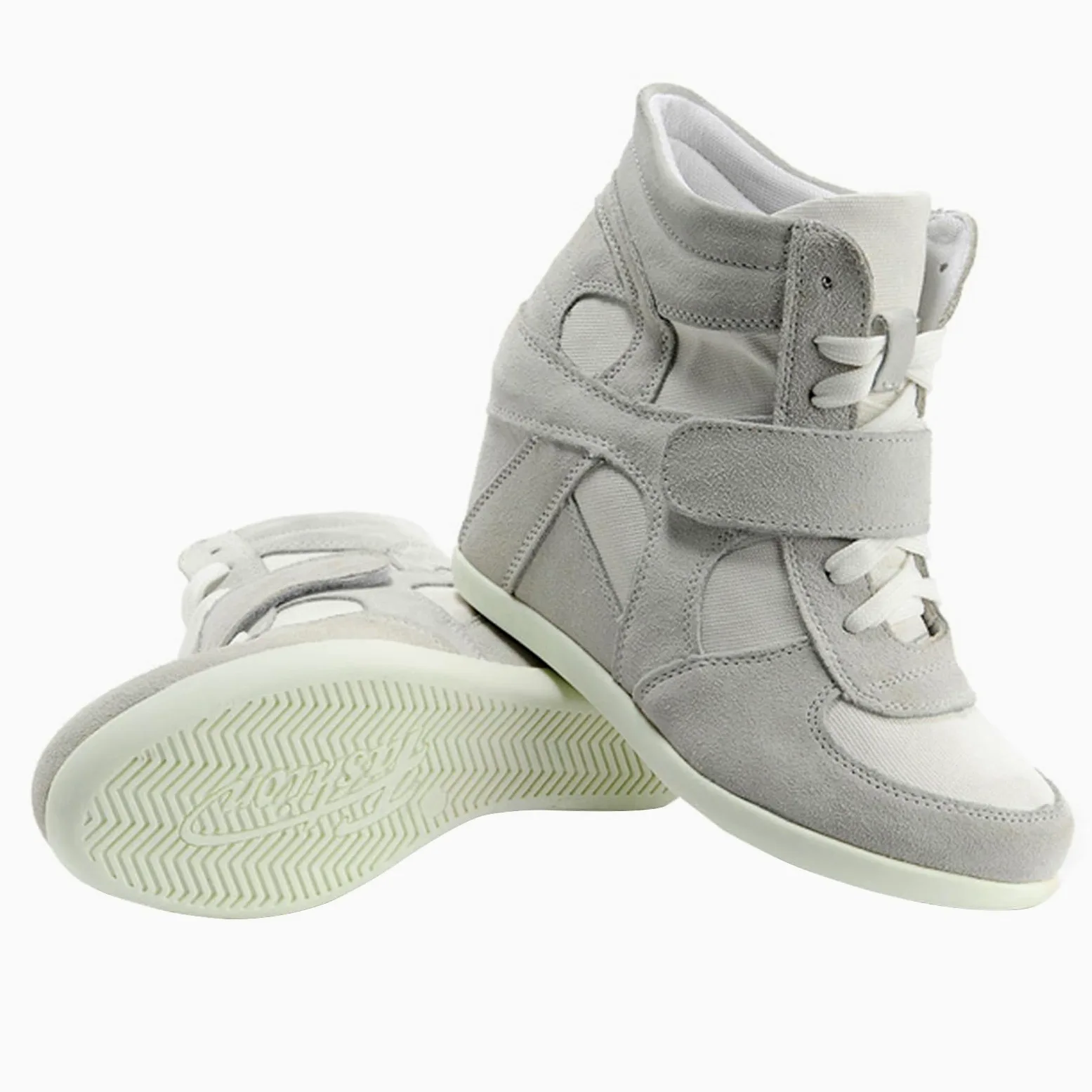 rismart Mujer Tacón de cuña Linda Cómodo Bucle De Gancho Tela&Ante Cuero Casual Zapatillas Zapatos