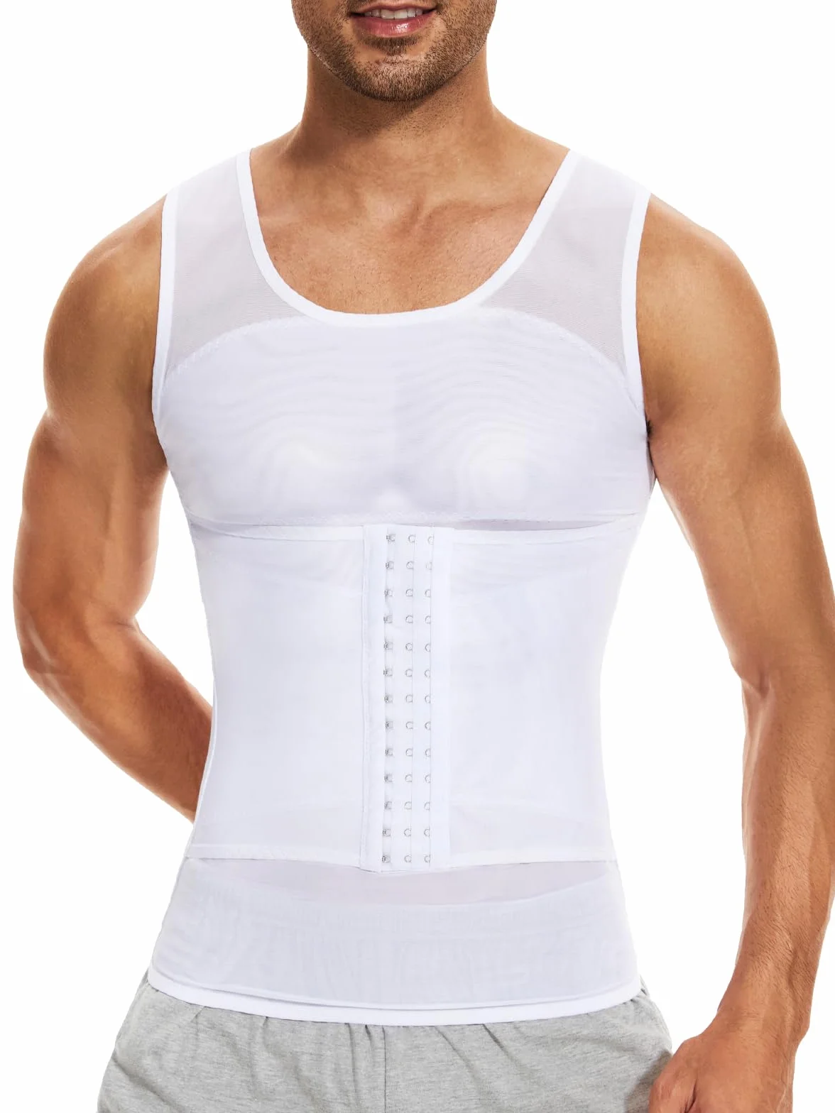 SLIMBELLE Camiseta Reductora Compresión para Hombres Fajas Moldeadora Alta Elasticidad para Comprimir Pecho Abdomen y Cintura Camisa de compresión Slim para Hombres