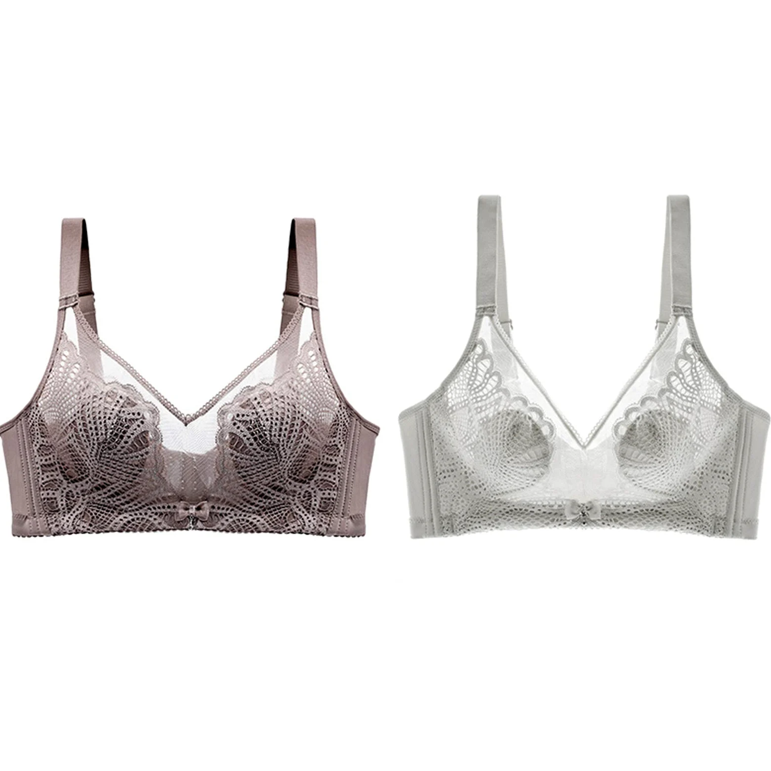 WENJUN Bralettes de encaje para mujer tamaño grande minimizador sexy cobertura completa sin costuras alambres con almohadillas extraíbles color: marrón tamaño: 85B