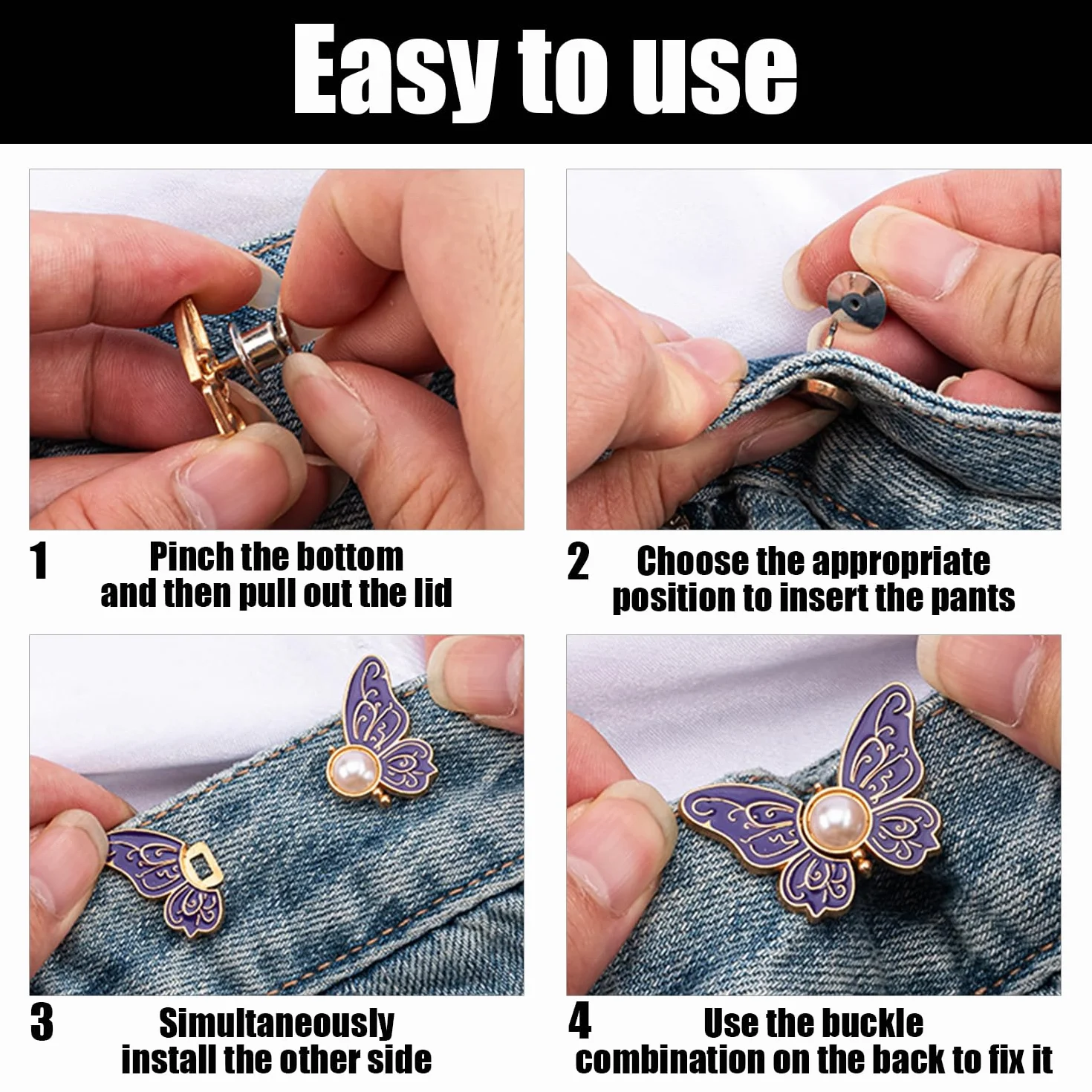 8 Pares De Hebillas De Cintura En Forma De Mariposa, Accesorios De Ajuste De La Ropa, Decoración del Cinturón De Vestir, Piezas A Juego para El Uso Diario De Las Mujeres.