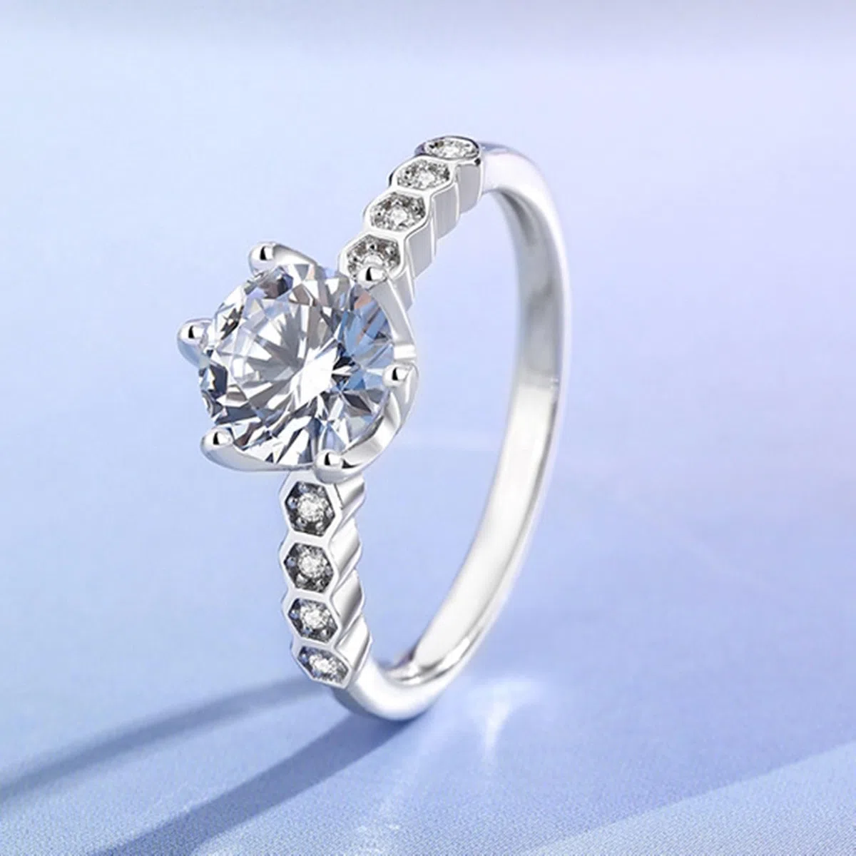 Anillo de compromiso para mujer, oro blanco, elegante, con moissanite de 1 ct, oro auténtico, solitario