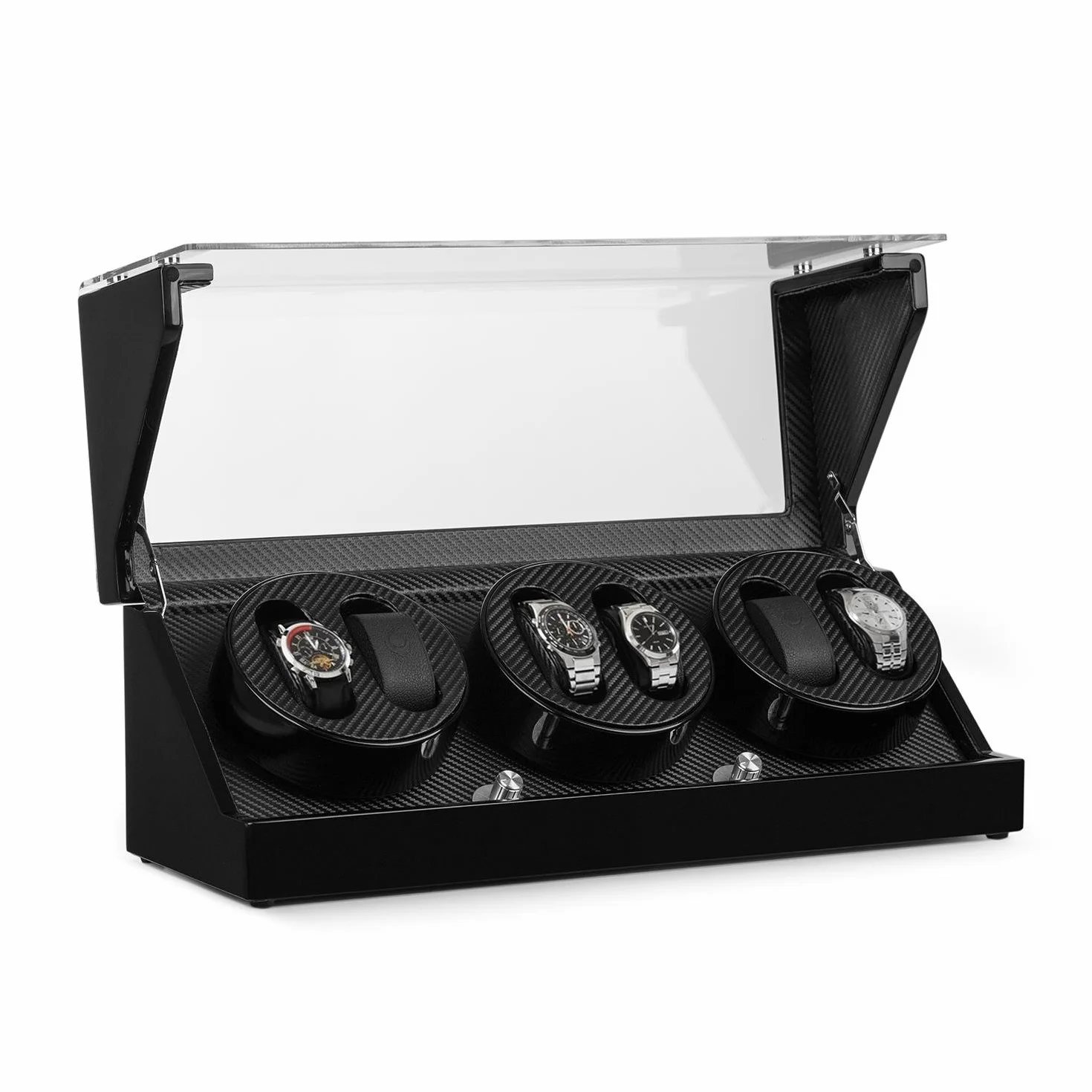 KLARSTEIN CAPM Bobinadora Estuche Vitrina para Relojes 6 Relojes 4 Programas Rotación Negro