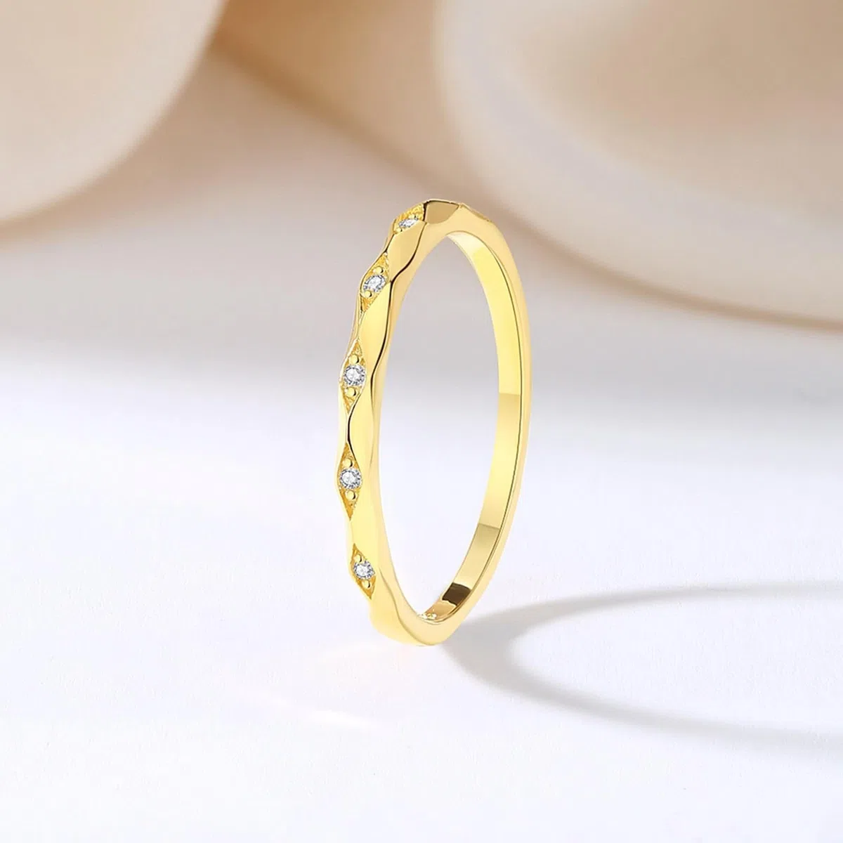 Alianzas de boda de oro amarillo de 9 K/14 K/18 K, anillo de boda pequeño con diamantes de oro auténtico, joyas de oro Au 375/585/750, talla 47-65