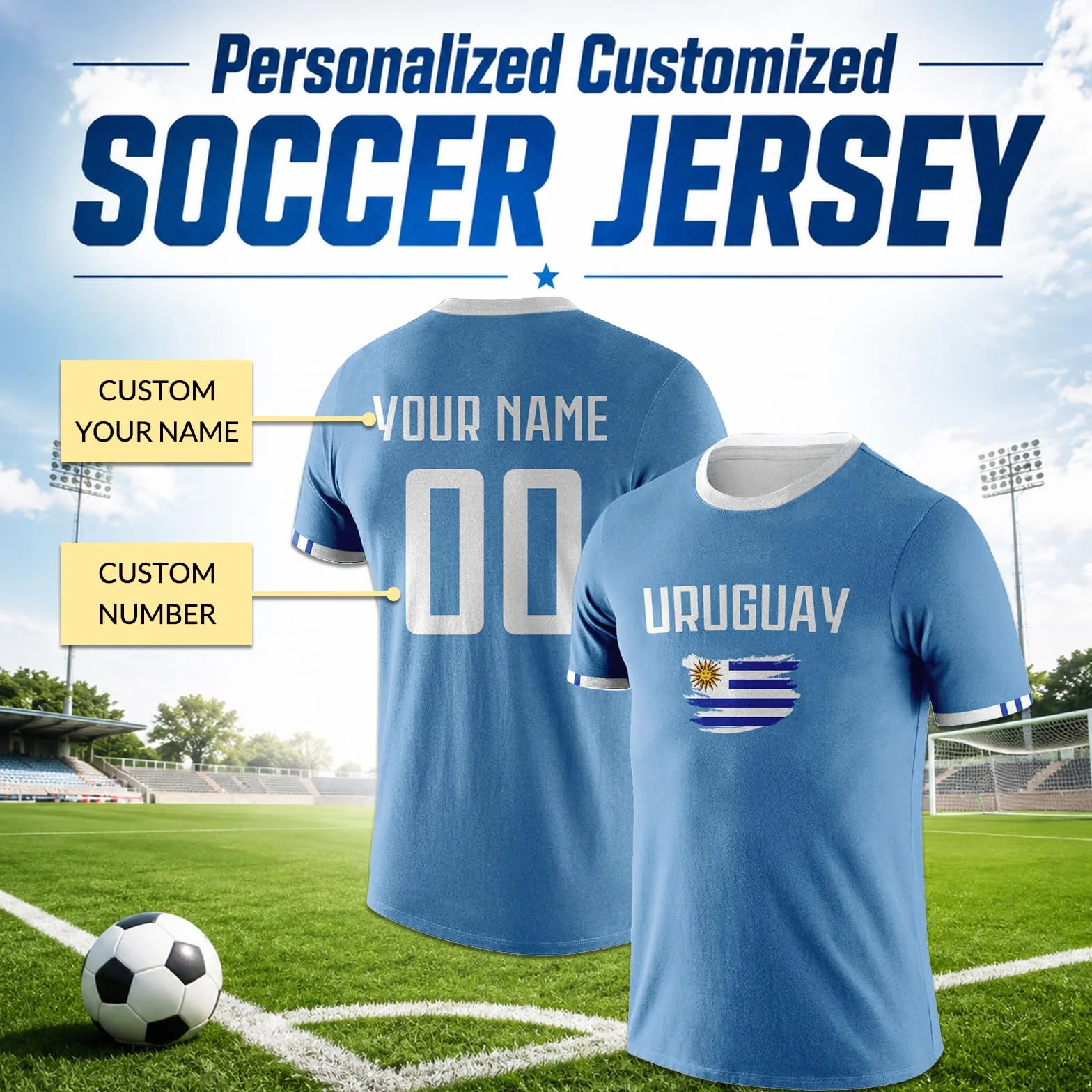 Genérico Camiseta Futbol Personalizada para Los Aficionados Al Mundial De 2026, Camisetas De Futbol con Nombre Y Número Personalizables, Camiseta Futbol para Adultos Y Niños