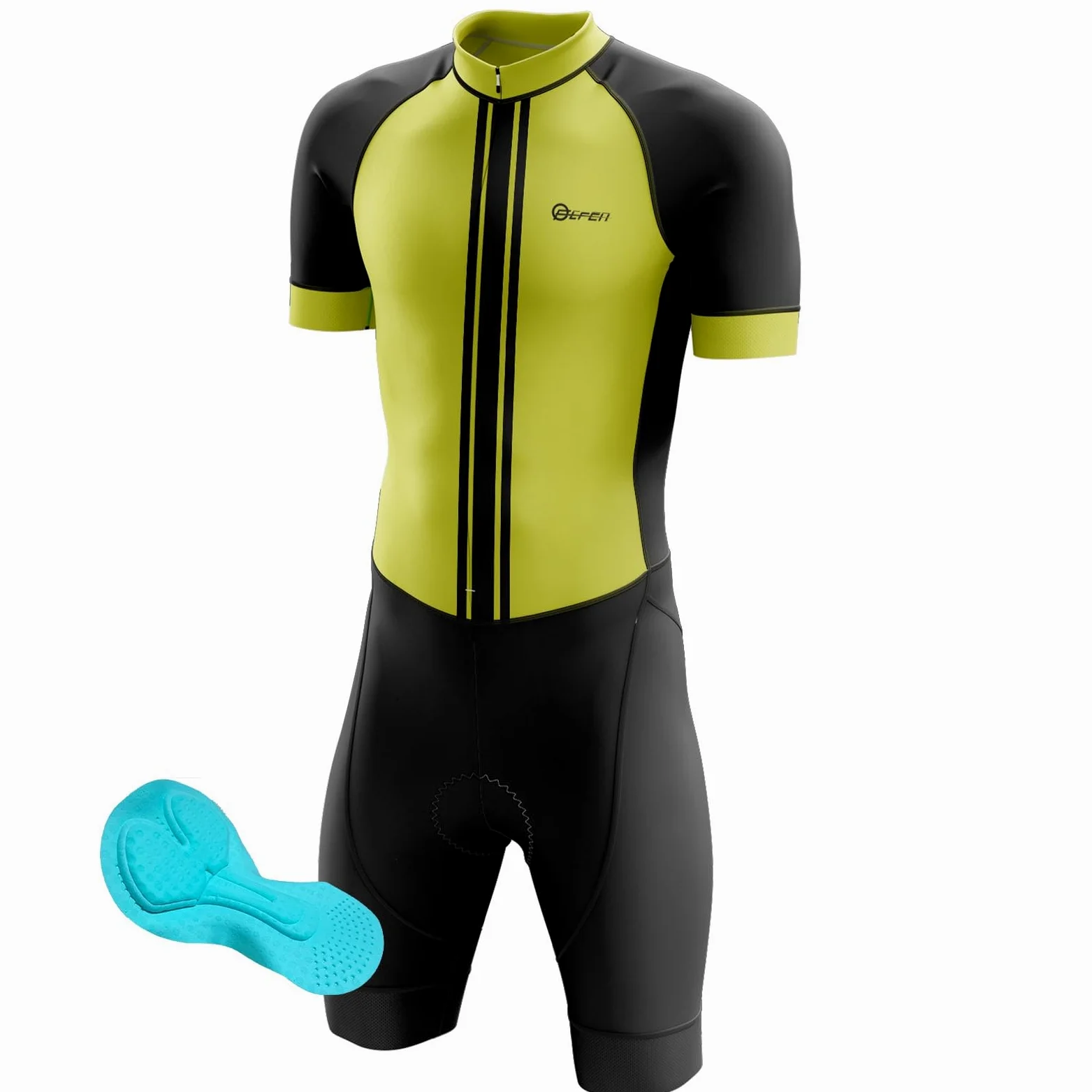 FFFF & OLFEH Summer Cycling Skinsuit Triatlón for Hombres, Traje de Ciclismo Hombres de Traje Tri con 3 Bolsillos Equipo de Triatlón Pantalones Cortos Mangas Cortas de Ciclismo Ropa Maillot