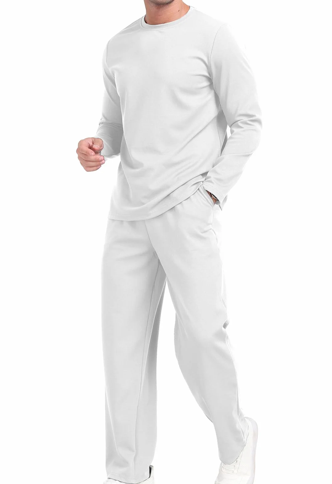 KUYIGO Conjunto deportivo de 2 piezas con cuello redondo para hombre, sudadera y pantalones deportivos, camiseta deportiva informal para hombre, tallas S-XXL