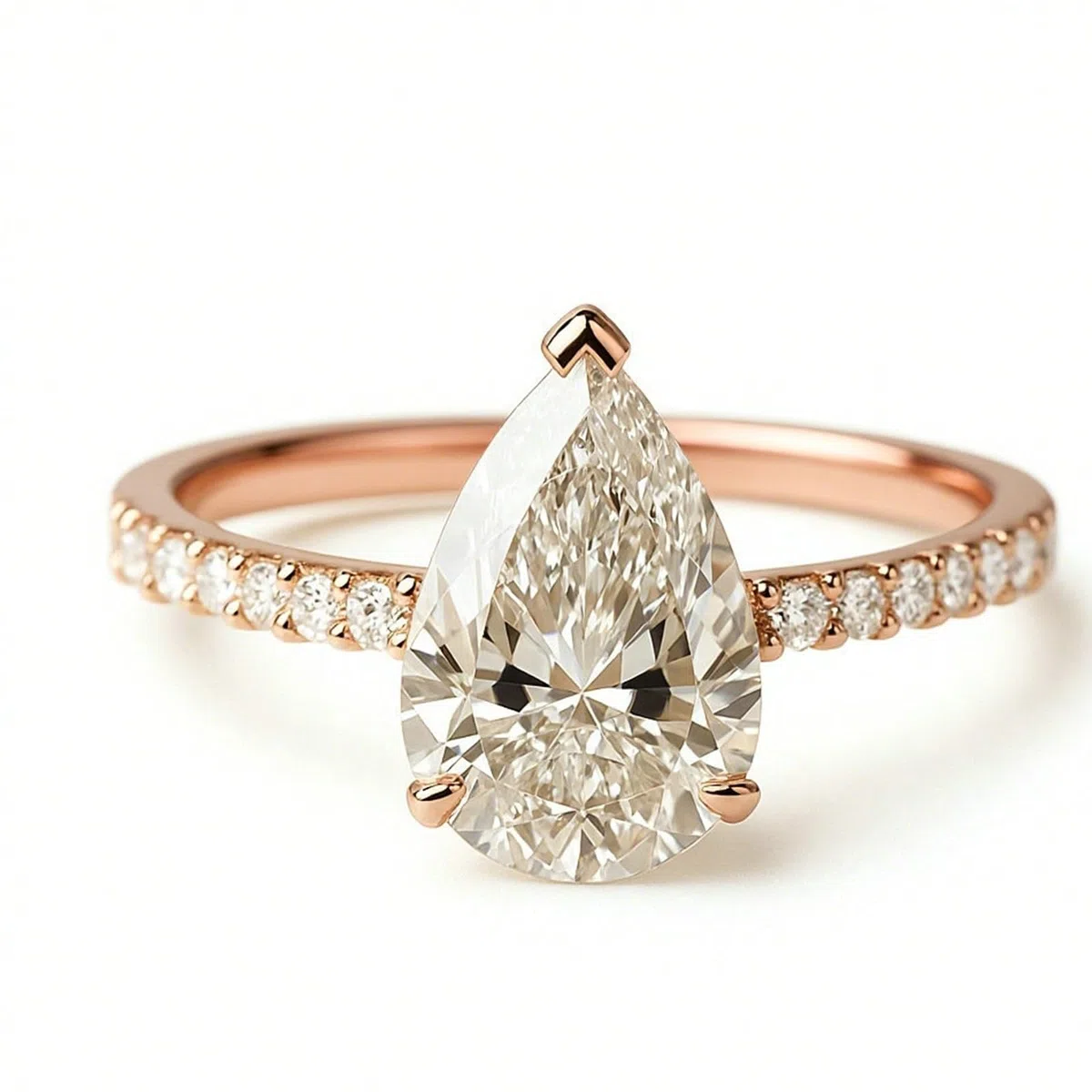 Alianzas de boda de oro blanco para mujer, anillo de boda, oro real, forma de gota, con moissanite, 4 ct, anillos de boda solitario para mujeres