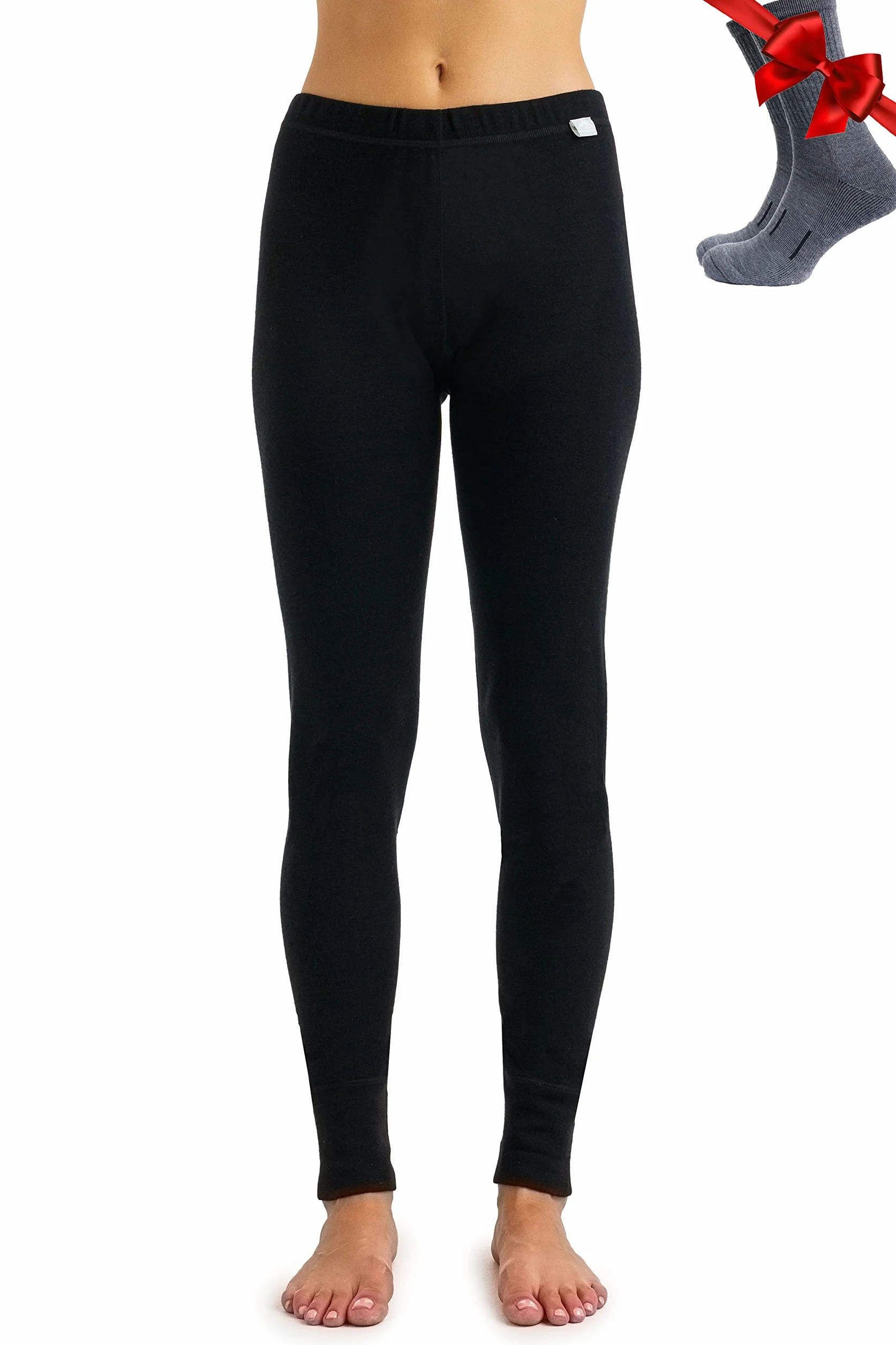 Merino.tech Lana Merino Pantalones Mujer - 100% Merino Pantalon Termico Mujer Ligero, Medio, Pesado con Calcetines