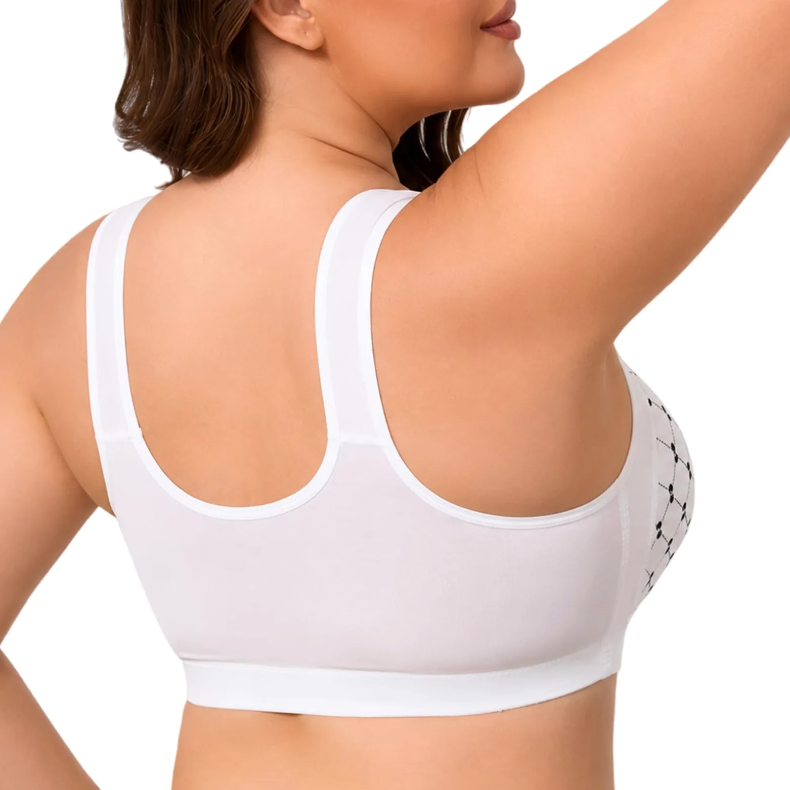 Práctico Juego De 4 Ropa Interior Mujer Sujetador Cierre Delantero Top Lactancia Algodon Sujetadores Sin Aros Comodos Reductores Talla Grande Postoperatorio Pecho