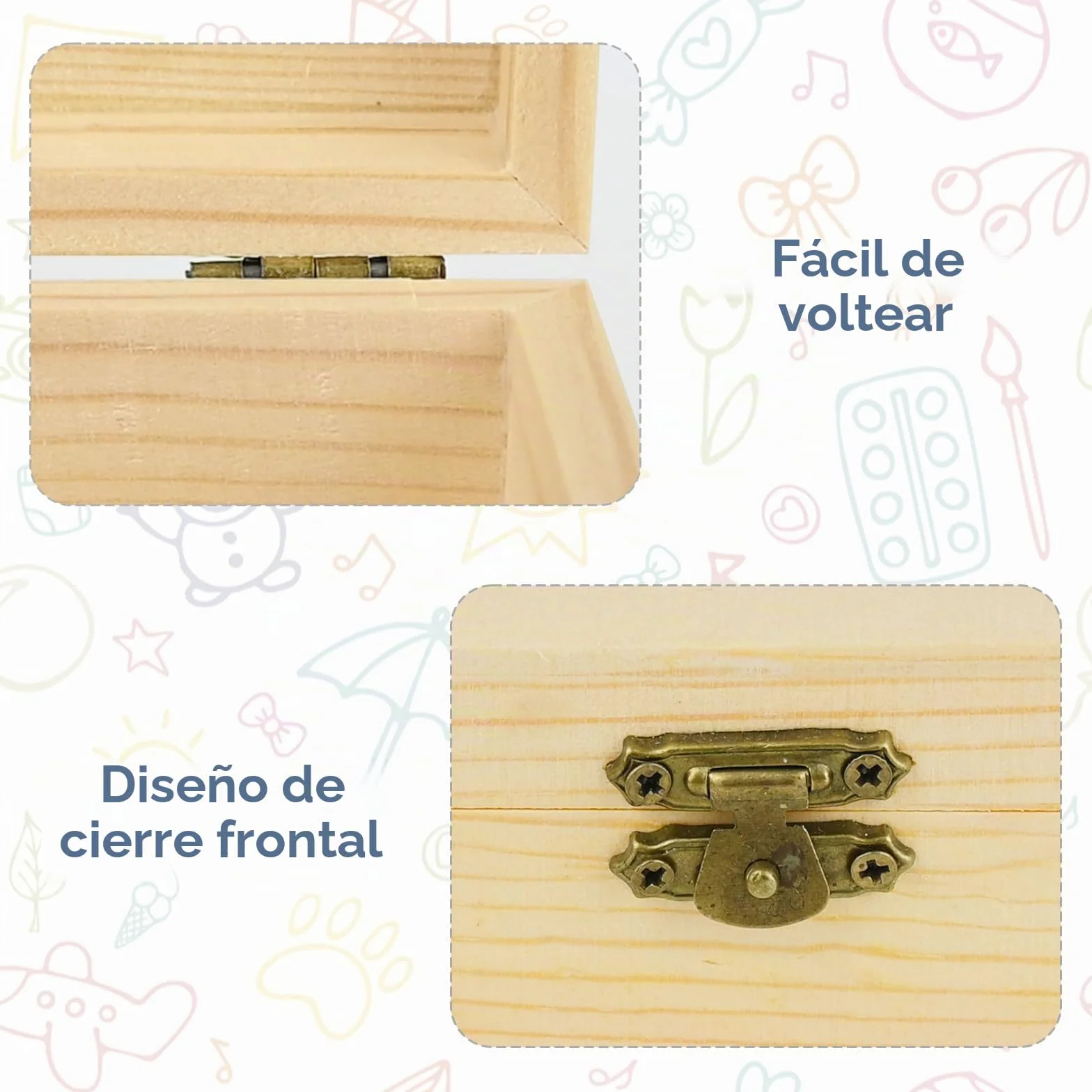 Pequeño Cofre del Tesoro de Madera 10 Piezas 9x5x4.5cm con Cierre