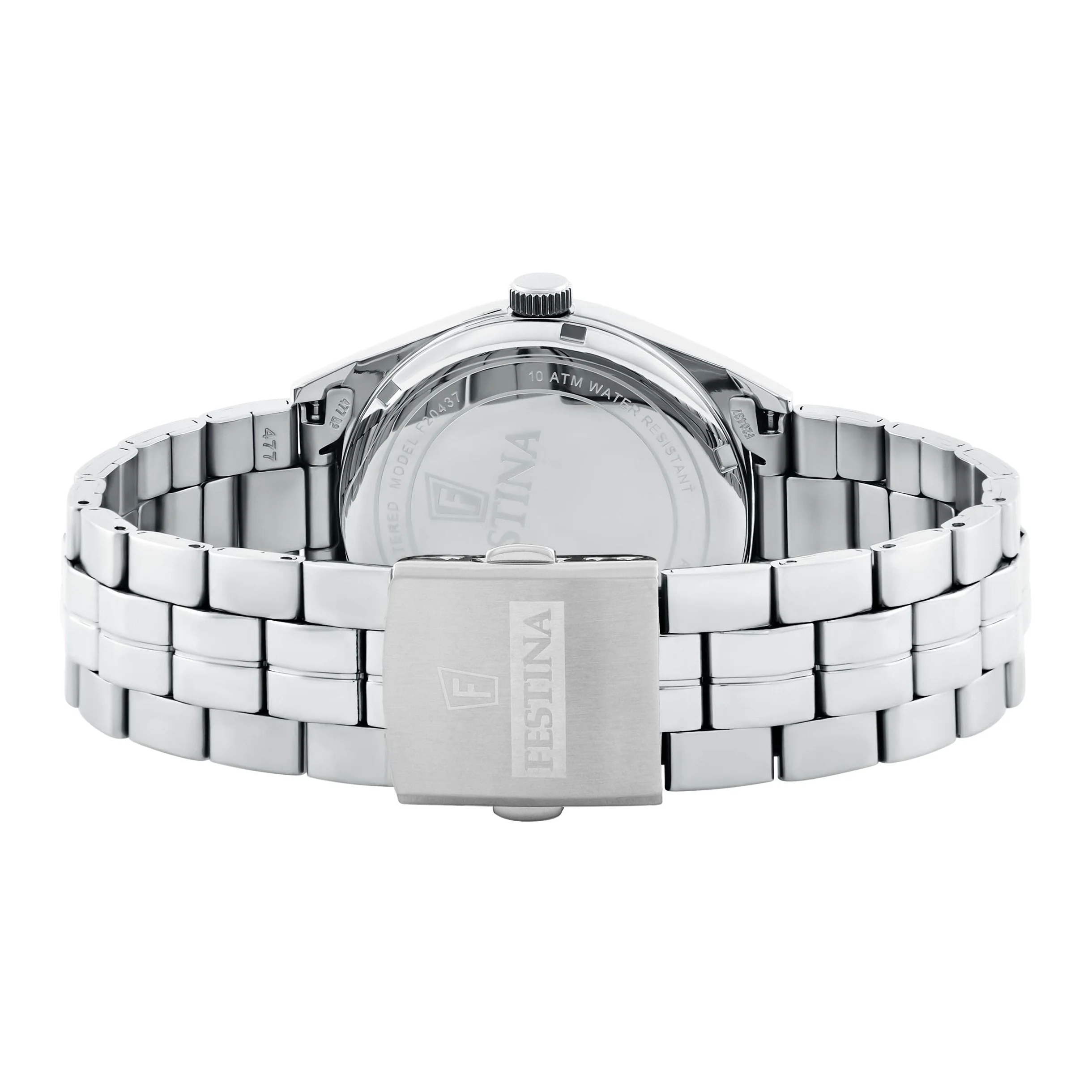 Festina Reloj Hombre Analógico de Acero Inoxidable 316l Plateado - Movimiento de Cuarzo - Calendario - Cristal Mineral de Alta Resistencia - Resistente al Agua 10 ATM F20437