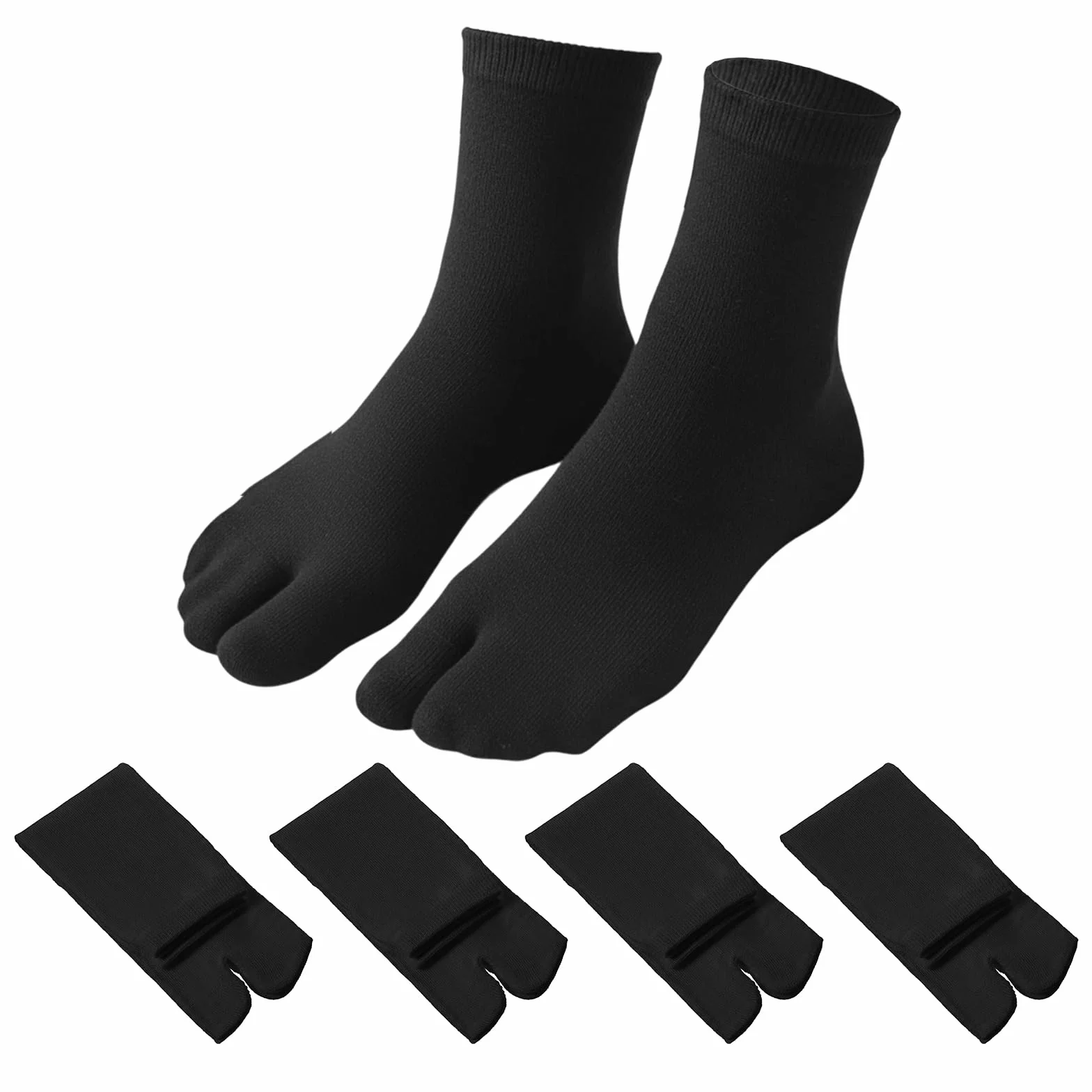 TIESOME 4 pares de calcetines japoneses Tabi para chanclas, calcetines elásticos de algodón con puntera dividida, calcetines separados para hombres y mujeres, Geta Samurai