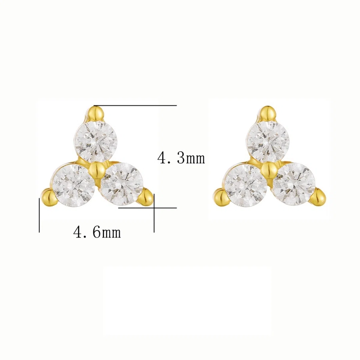 Pendientes de oro blanco 375 de 9 quilates con moissanita, triángulo Au375, pendientes de oro