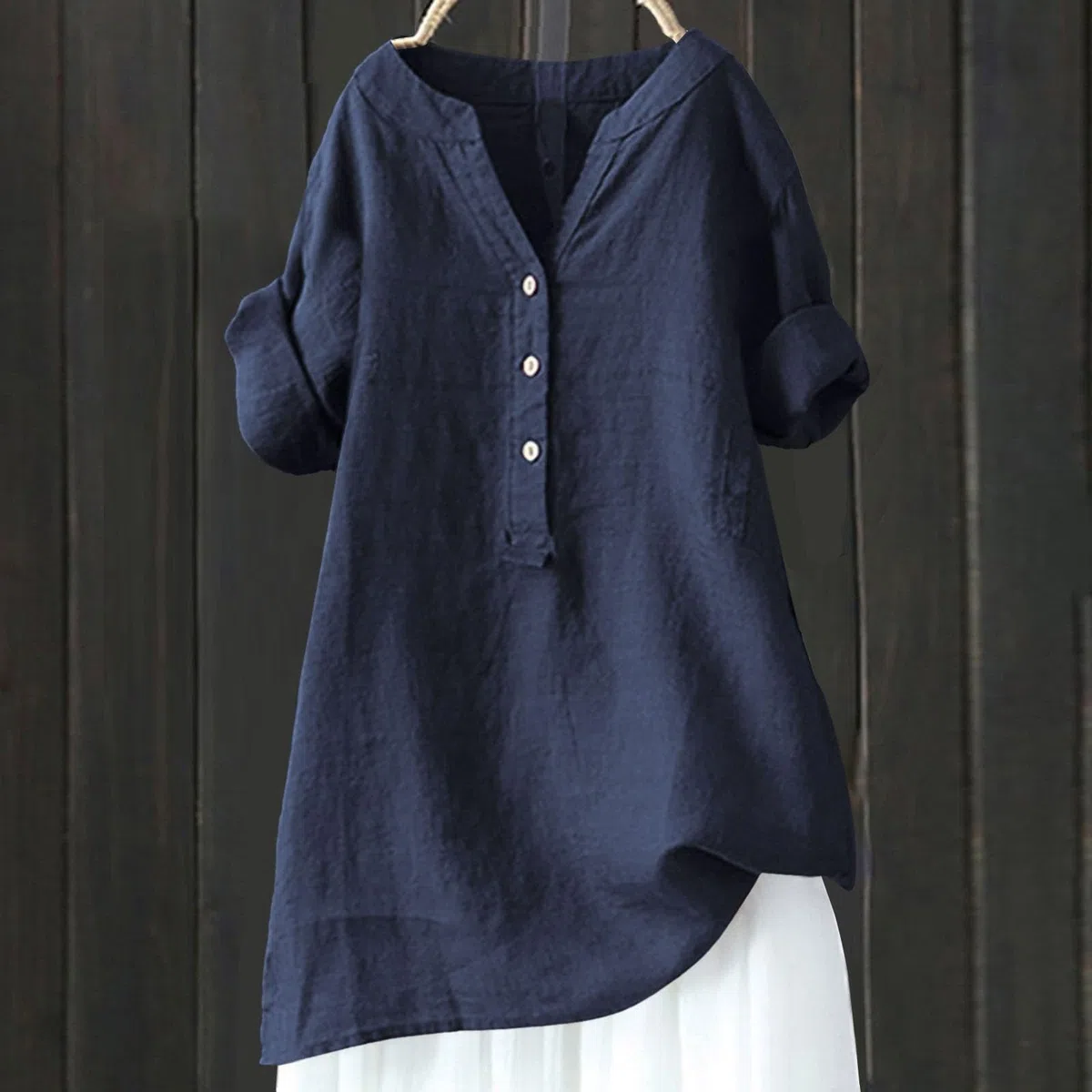 Camisetas Basicas Mujer Manga Larga Algodón y Lino Primavera Verano Moda Color Sólido Blusa de Mujer Informal Cómodo Deportivo Túnica Trabajo de Oficina Fiesta Original Tops