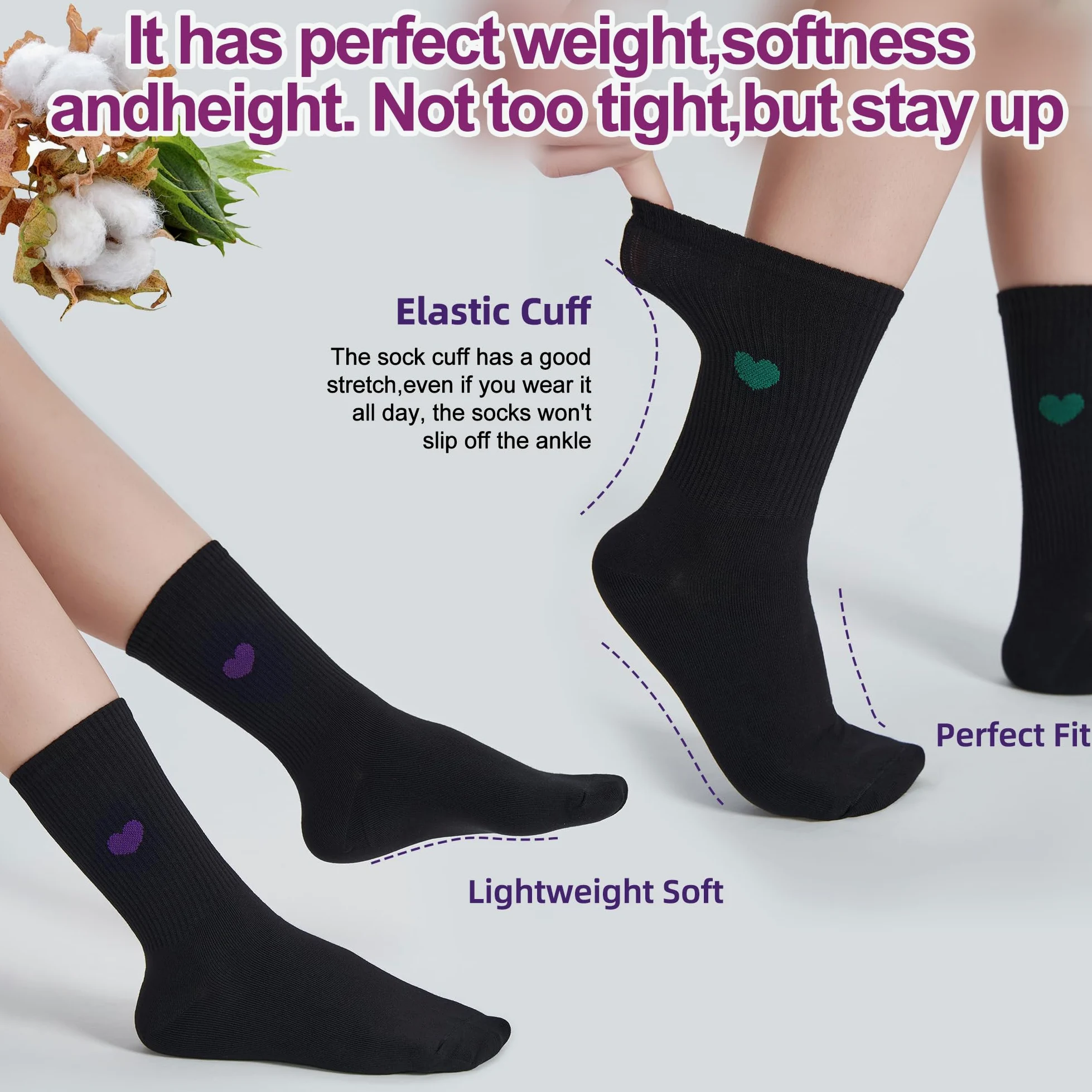 inhees Calcetines tobilleros para mujer, diseño de corazón, de algodón, informales, atléticos, para correr, 6 pares con caja de regalo