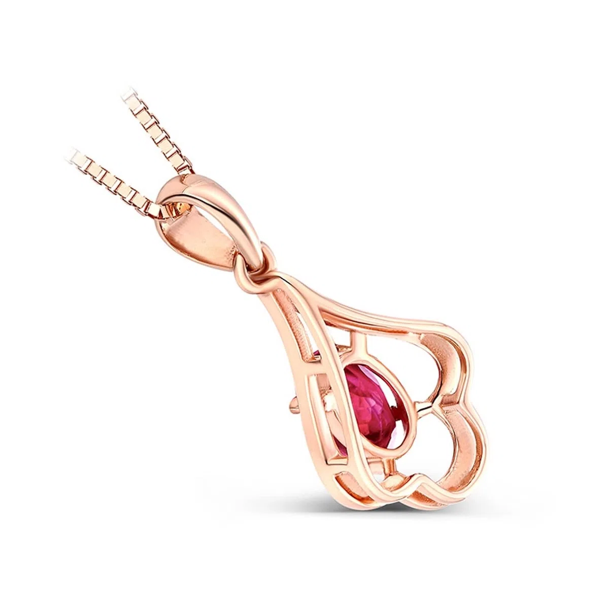 Cadena de oro rosa, colgantes para collares de 18 quilates de flor con rubí de 0,45 ct, regalos de boda, collar fino para mujer, Gold