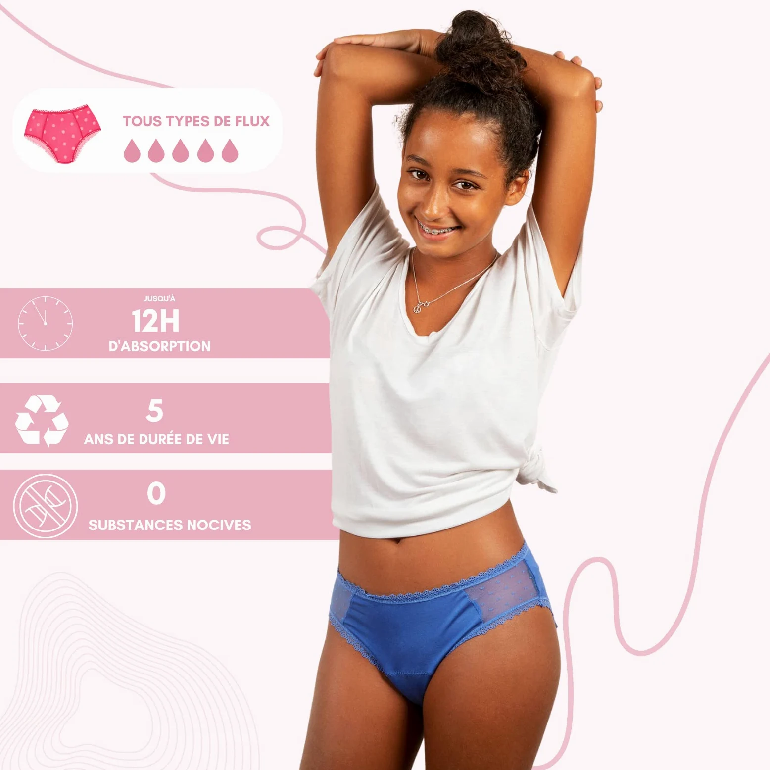 Braga Menstrual para Adolescentes Victoire Edición Limitada - Serenidad, Comodidad y Libertad - Tallas XS a S - 10 a 14 Años