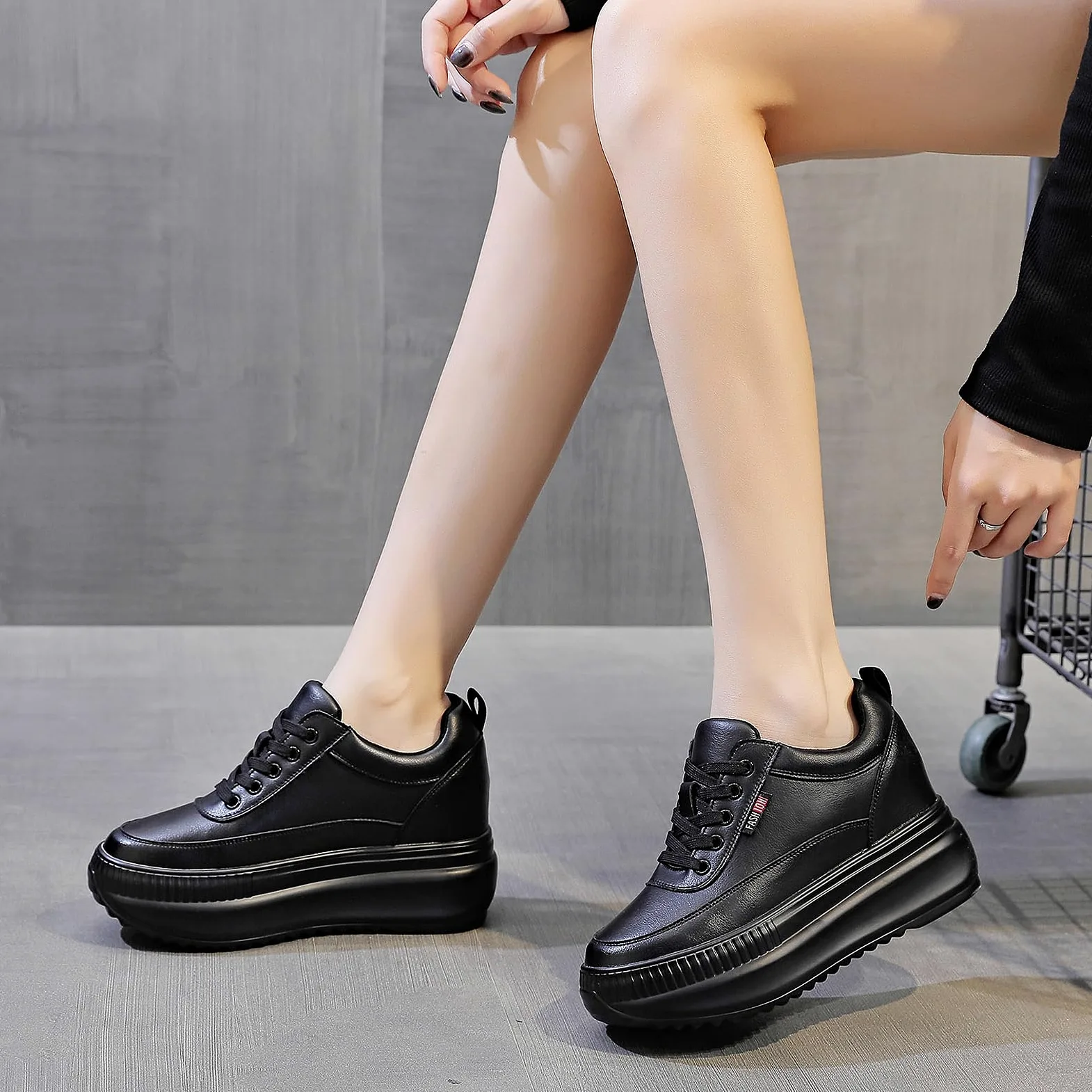 Zapatillas de Cuña Deportivas Mujer Zapatillas de Deporte Moda Plataforma Transpirables Aumento de Estatura Invisible Zapatos Cuña 9CM
