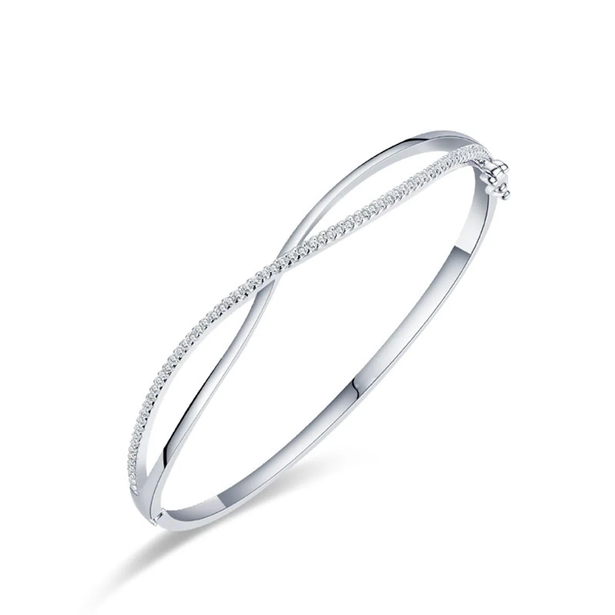 Brazaletes de Mujer Oro Blanco 9 Kilates / 14 Kilates / 18 Kilates, Infinito Hueco con Moissanita, Cadena 16 CM, Pulsera Plata Mujer de