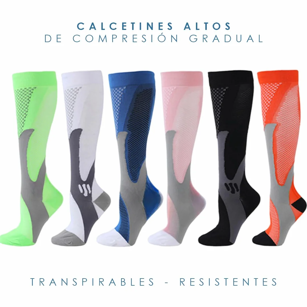 Calcetines de Compresión Mujer y Hombre Altos para Running Ciclismo