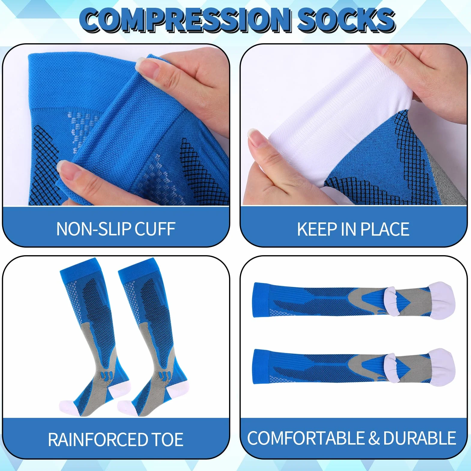 Utensilsto Calcetines de Compresión Unisex 15-25 mmHg Deportivos Elásticos Hombre Mujer Correr