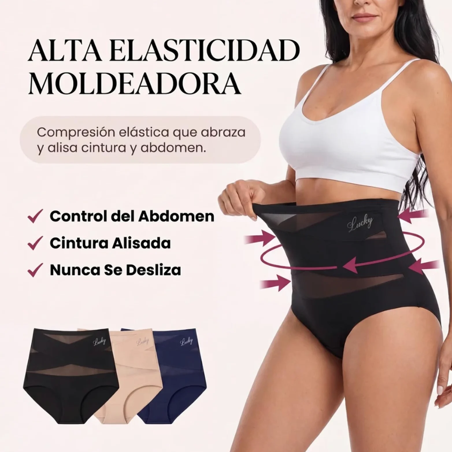 Mi-Calma Faja Cintura Alta Mujer Invisible Sin Costuras | Moldea la silueta con ajuste cómodo, tejido transpirable para uso diario bajo ropa ajustada