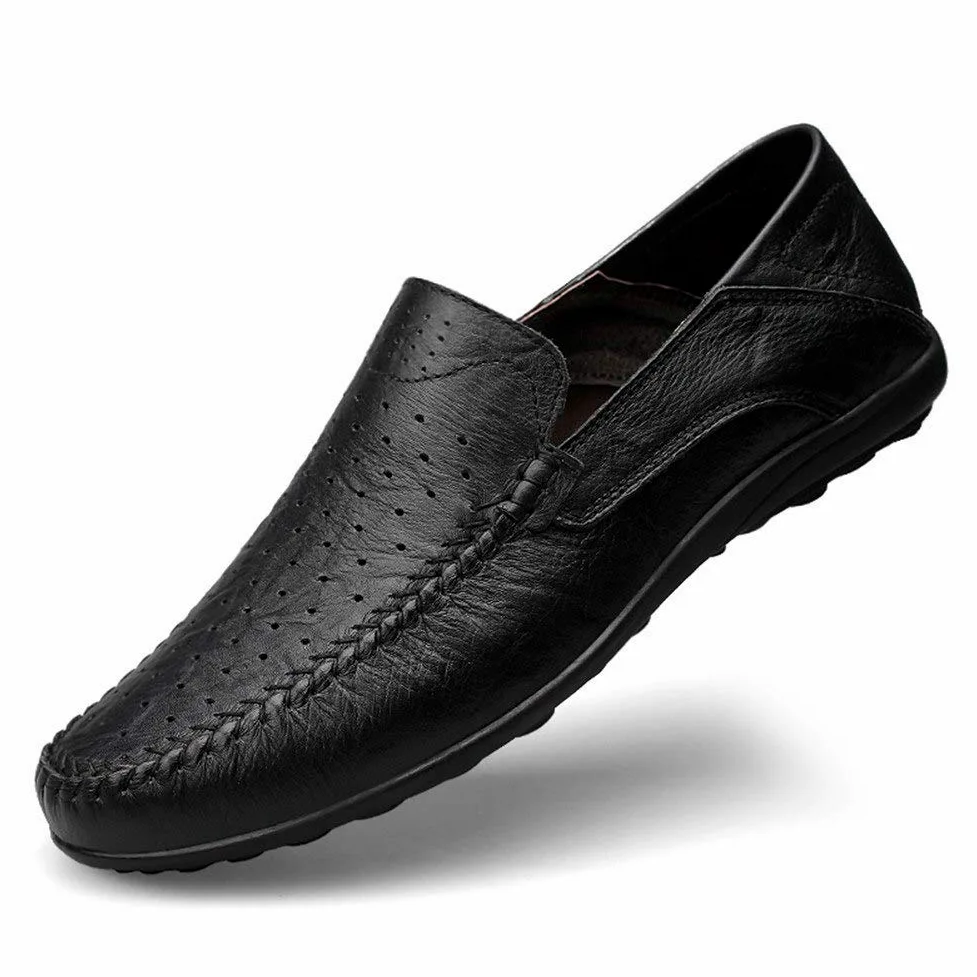 Hombre Mocasines Slip On Verano Agujero Transpirable Comodas Hilo de Coser Trabajo Zapatos
