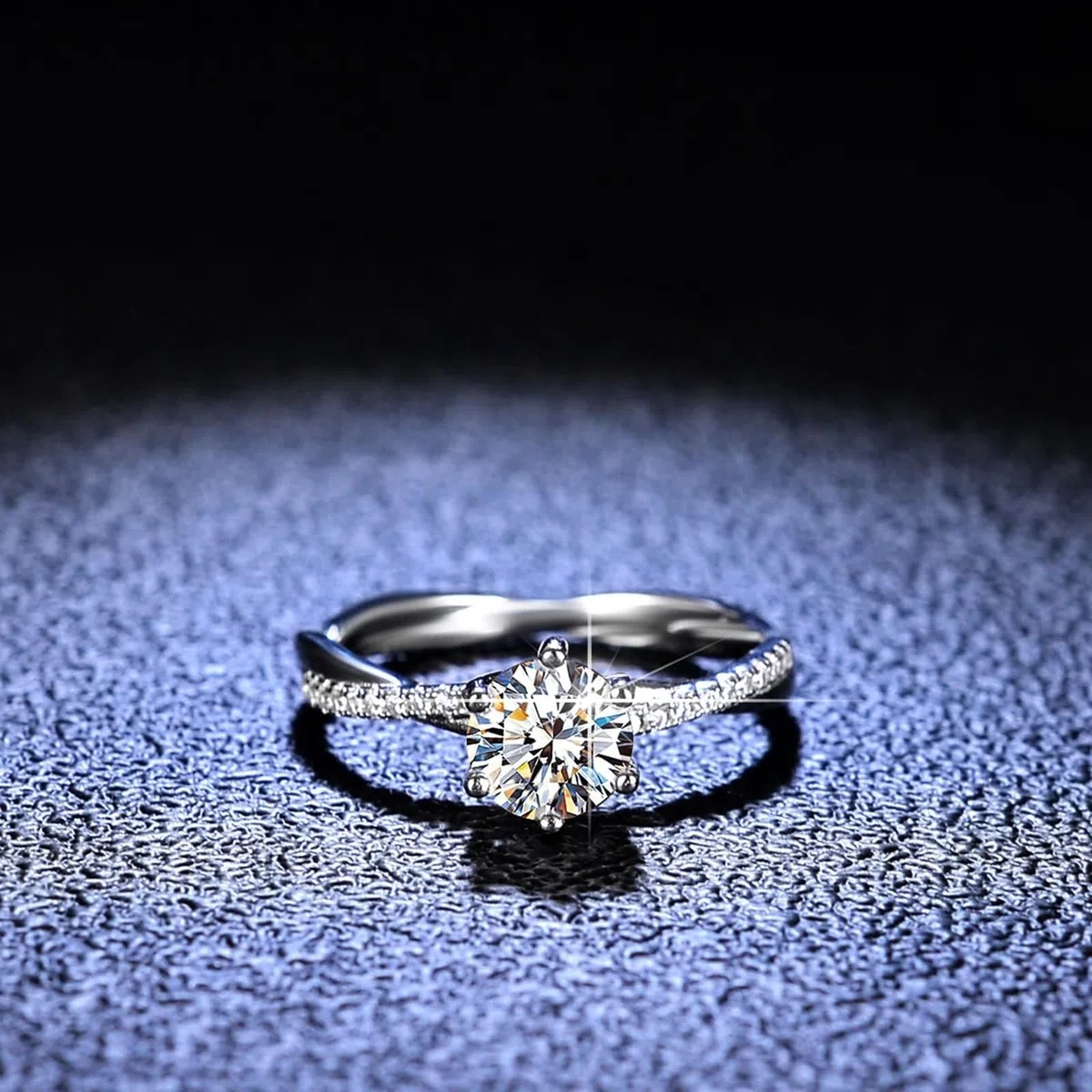 Anillos de compromiso para mujer, oro blanco, solitario de oro real con moissanite de 1 ct, anillo de boda de oro para mujeres