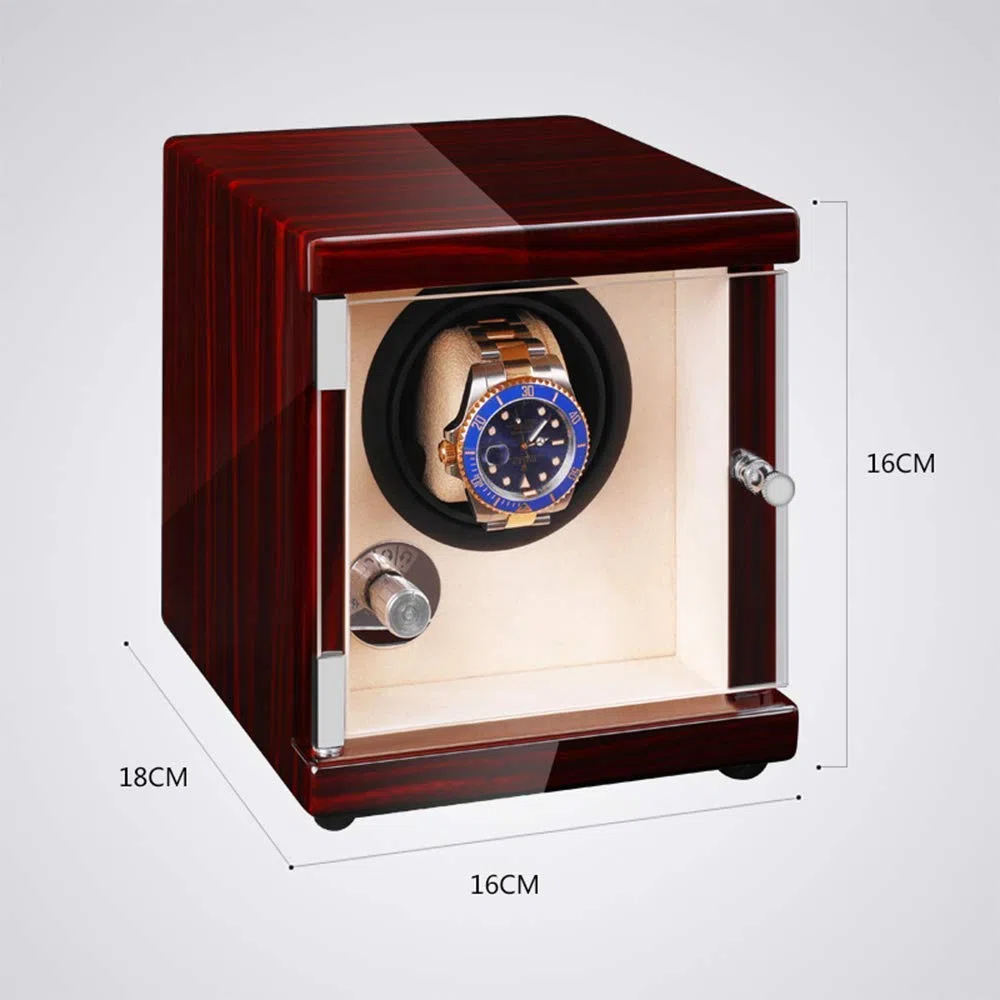 Reloj Individual automático, Motor silencioso, Caja de Madera con Carga USB de bajo Ruido, Caja agitadora de Reloj (Negro) (Negro)