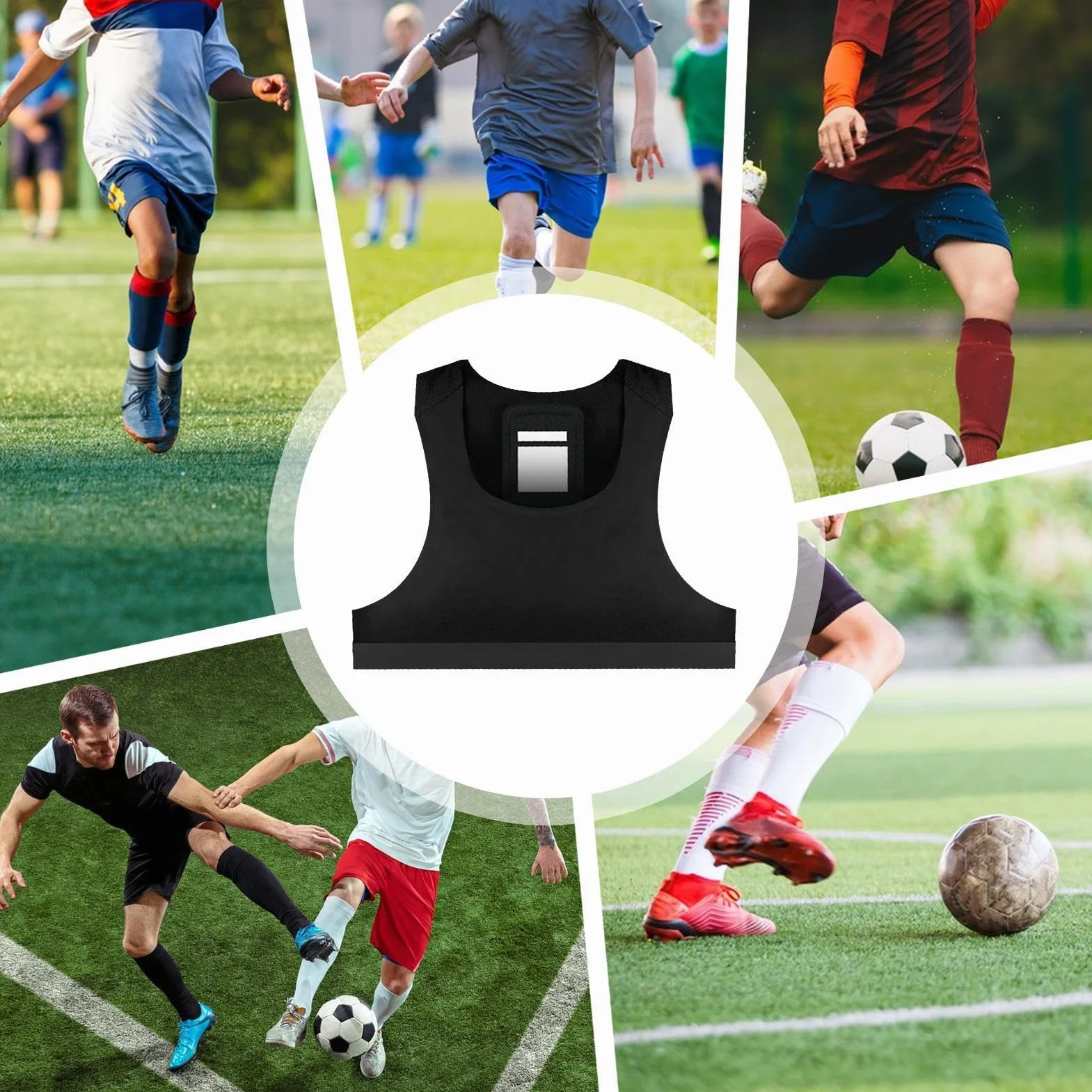 Chaleco de seguimiento de fútbol, material transpirable de poliéster, tamaño S-XXL, 180 g, capa base de compresión portátil, ideal para jugadores profesionales con bolsillo GPS integrado y uso de