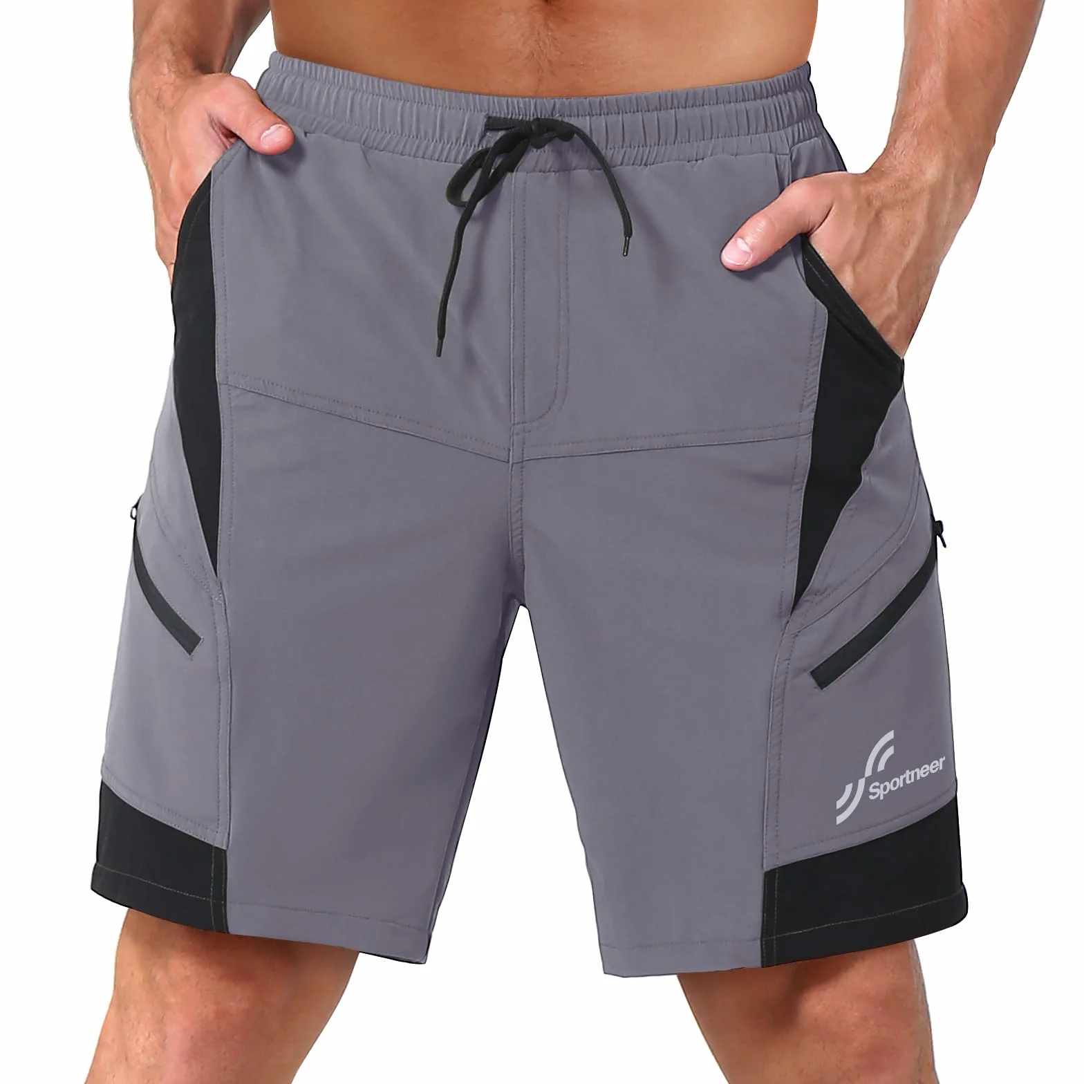 Sportneer Pantalones Cortos de MTB, Pantalones Cortos de Ciclismo para Hombre con Acolchados en 3D Pantalones Transpirables para Bicicletas de MTB Pantalones Cortos de Ciclismo para Exteriores