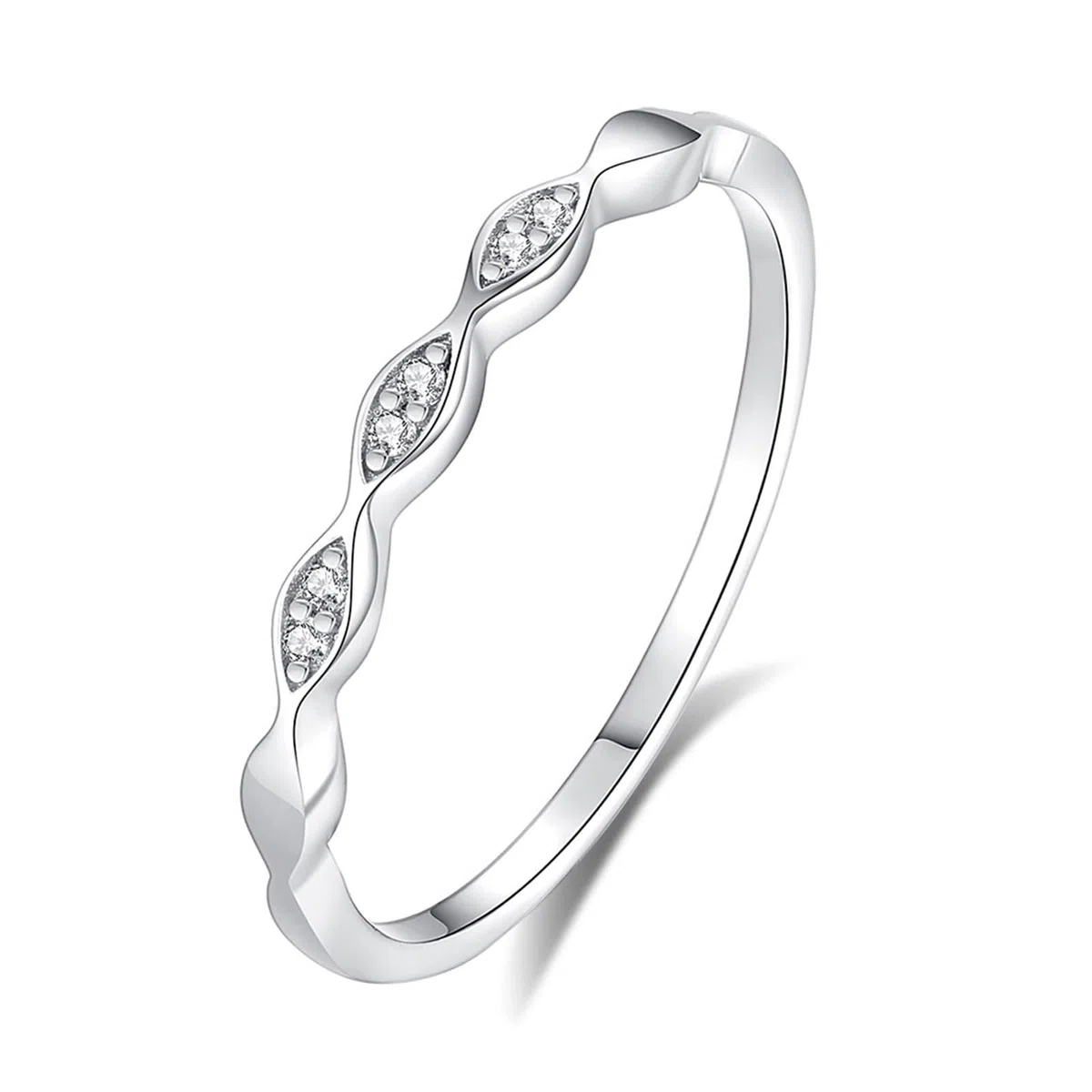 Anillos Mujer Pulgar, Anillo de dedo Mujer Vintage Patrón Ondulado con Diamante Redondo Oro Blanco Platino 950 Tamaño 62 (19.7)