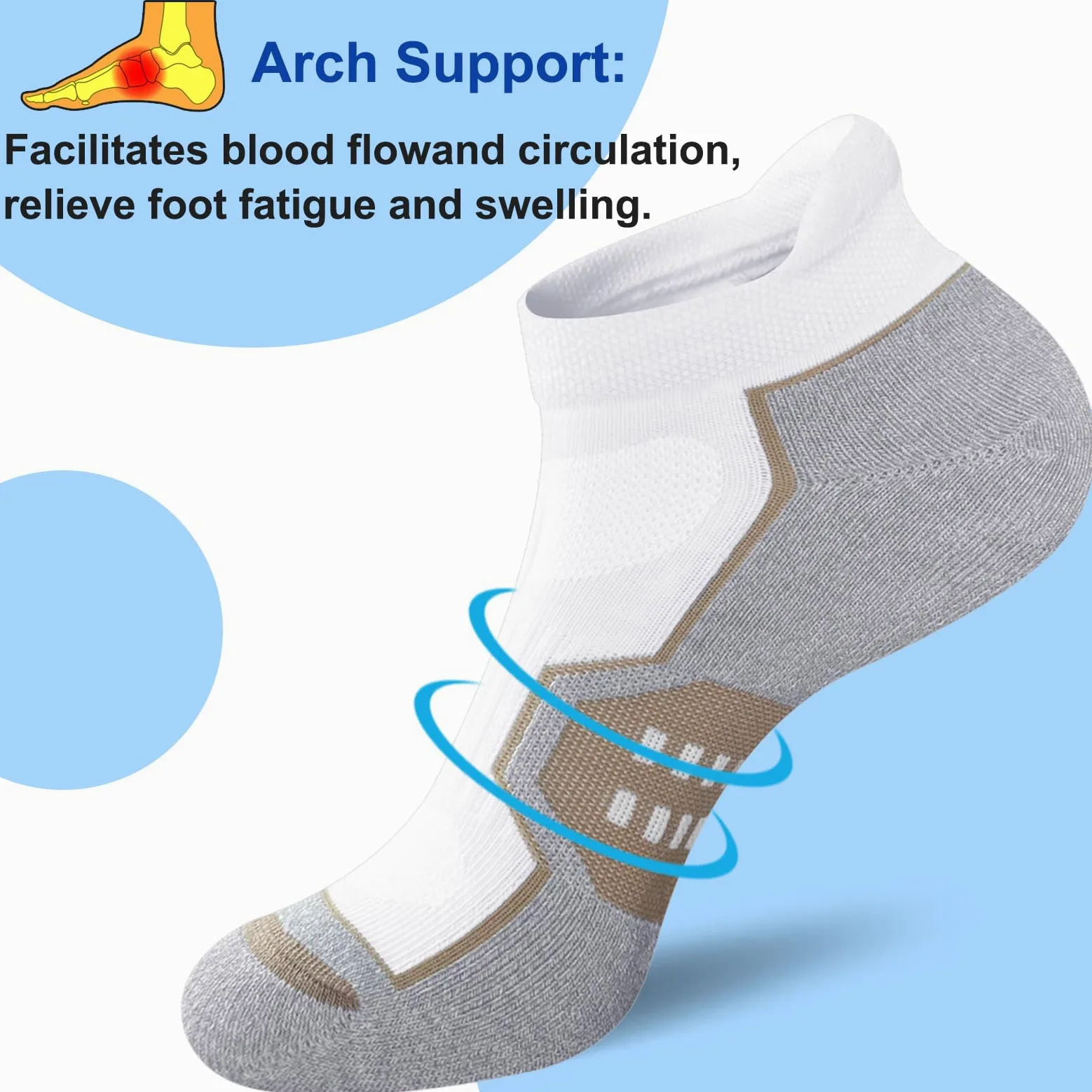 Calcetines deportivos para correr para mujer, cómodos, acolchados, antiampollas, 5 pares