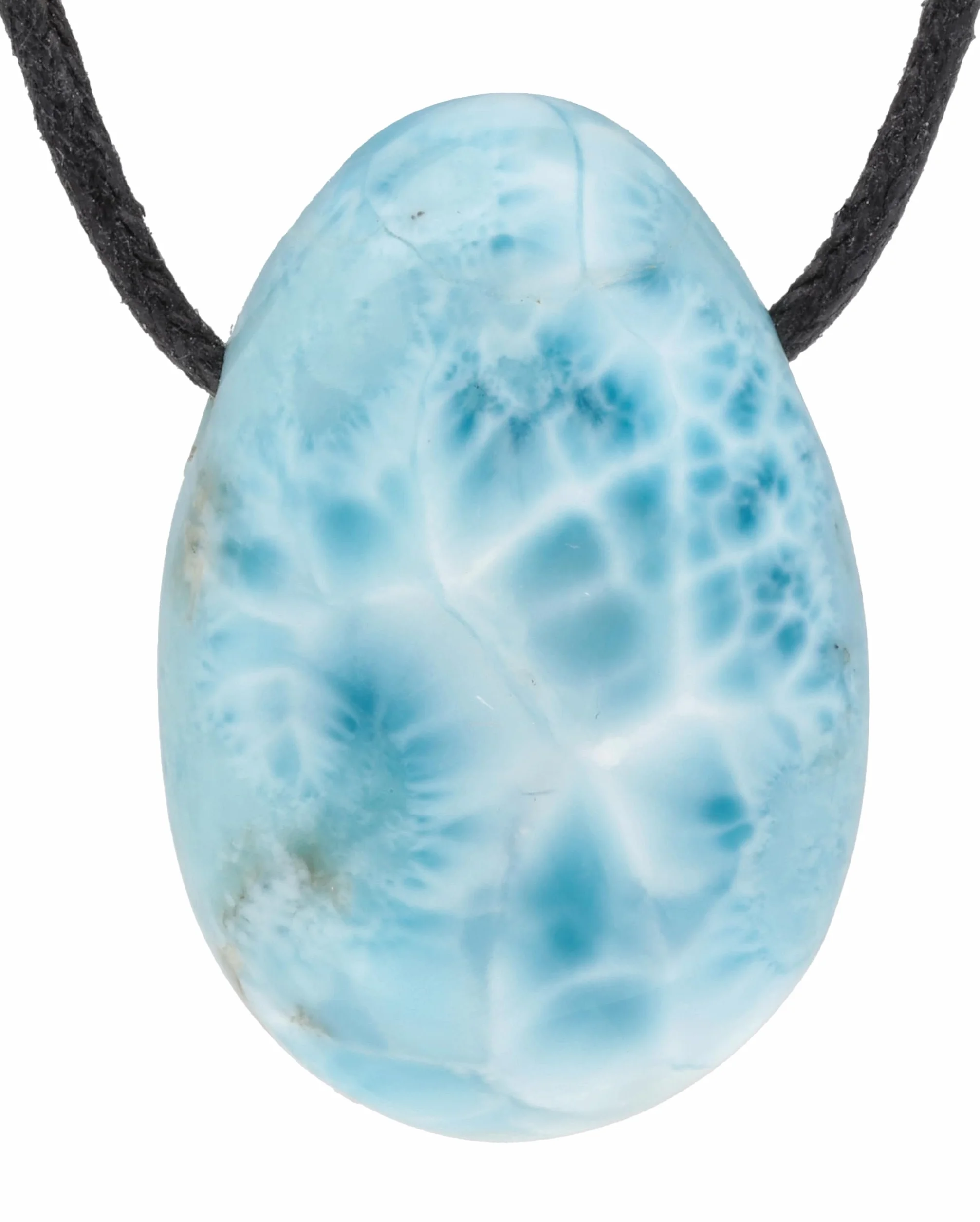 Larimar Colgante Piedra Rodada Perforada Cinta Algodón