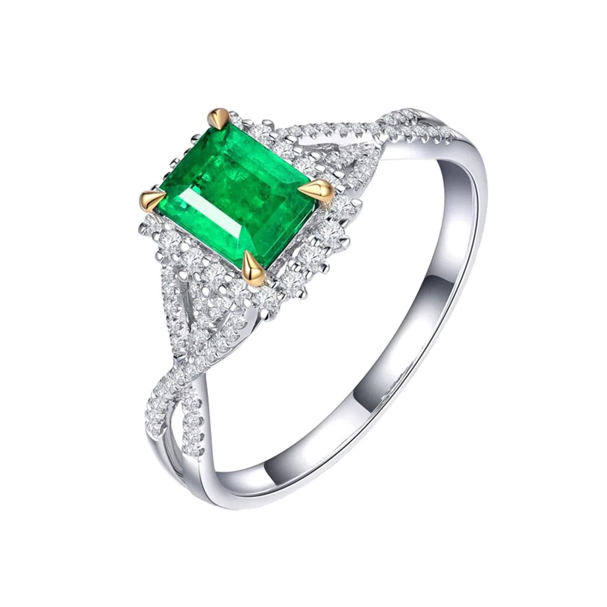 Anillos con Esmeralda, Anillo de Pedida de Mano para Mujer para Esposa Novia Por Promesa de Boda