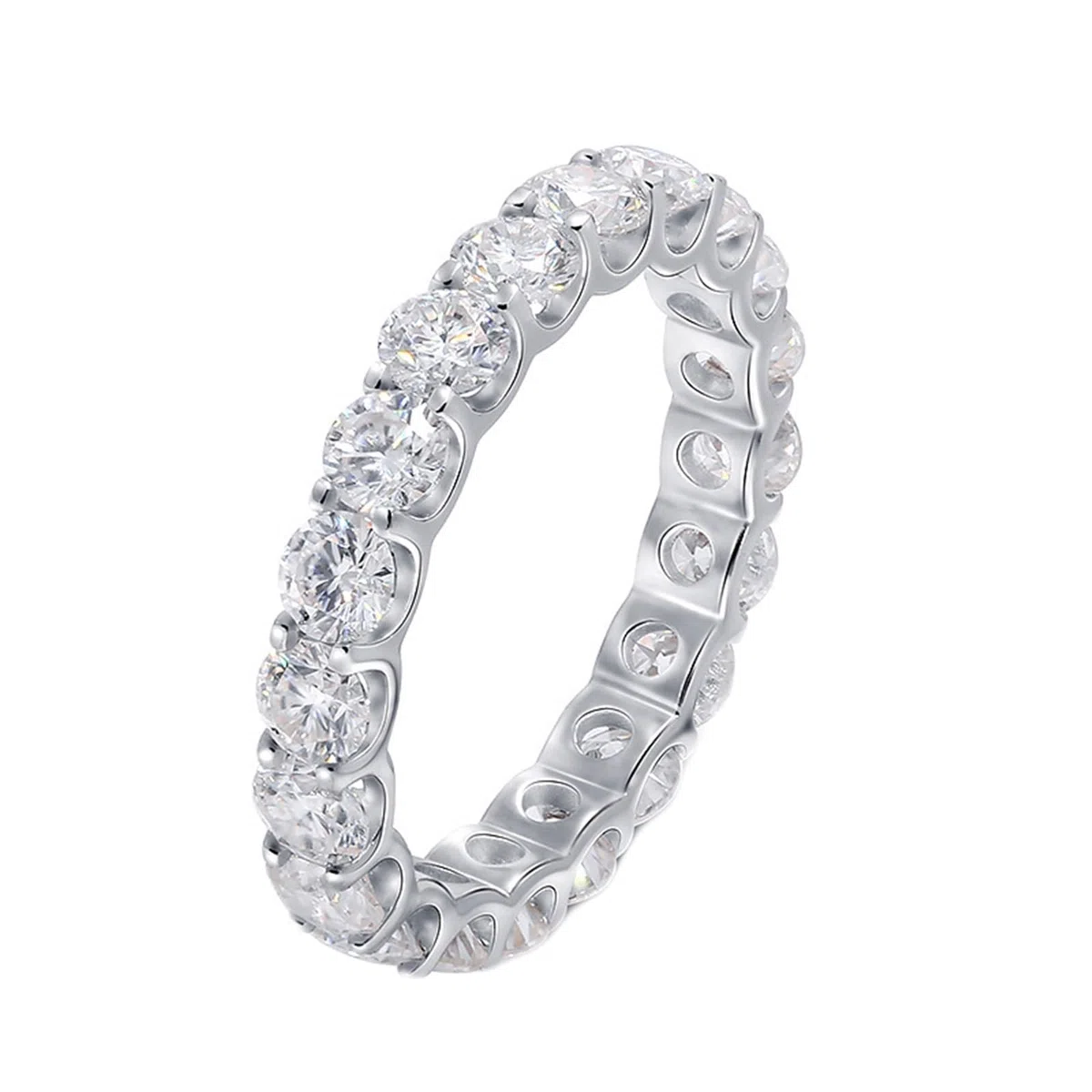 Anillo de oro de 14 K/18 quilates, anillos de aniversario, anillo de eternidad de oro blanco de 0,1 quilates, diamantes cultivados en laboratorio, anillos de compromiso para mujer