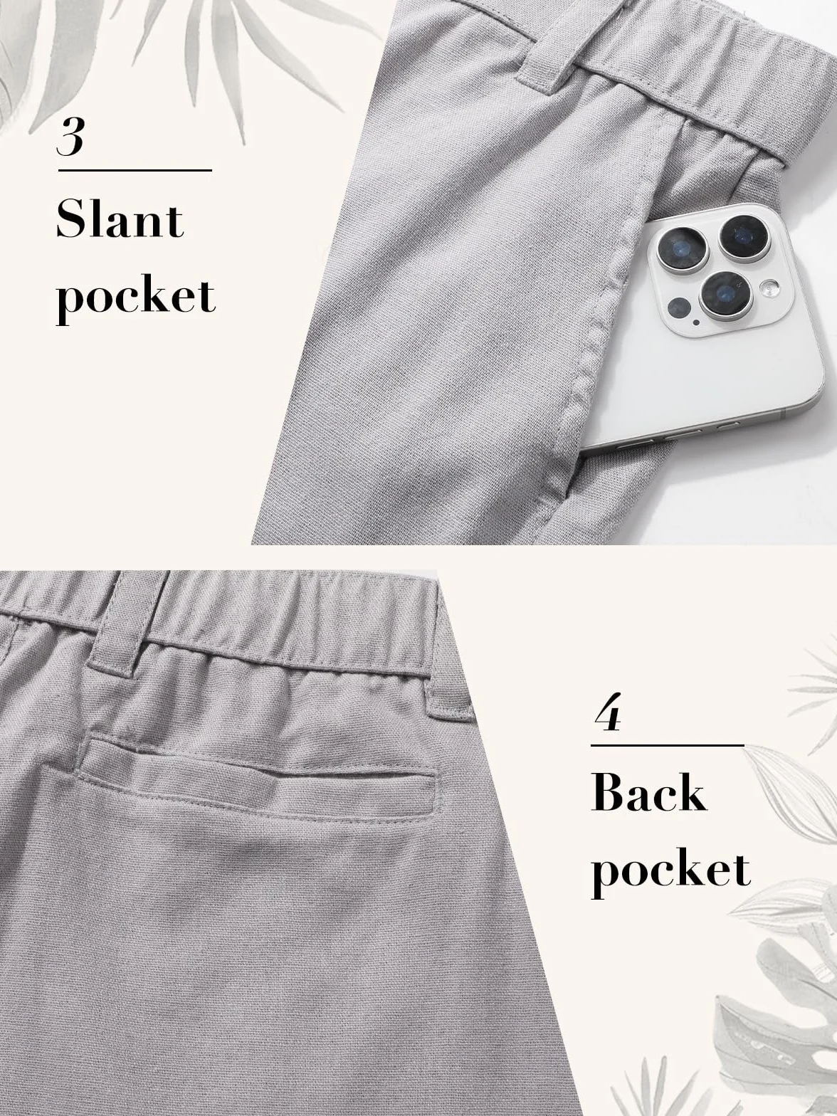 Suwangi Hombre Pantalones de Casuales Pantalones Largos Verano Ligeros Pantalon Lino Mezclar Cintura Elástica con Bolsillos