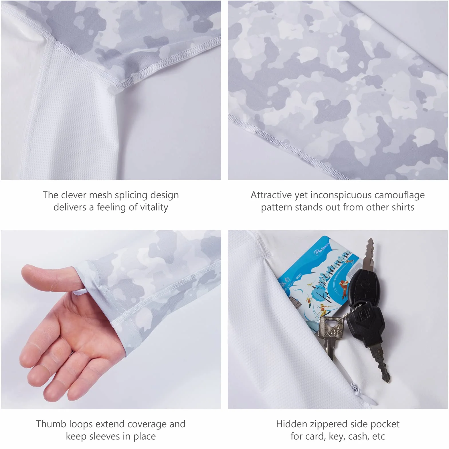 Bassdash Camiseta de Pesca de Rendimiento UPF 50 para Hombre con Capucha de refrigeración de Camuflaje de Manga Larga
