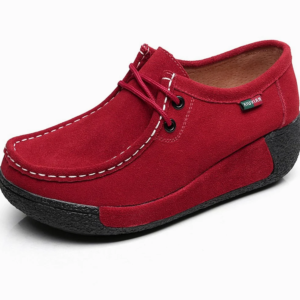 rismart Mujer Zapatos Formal Plataforma Oculto Tacón Cuña Gamuza Zapatillas De Moda