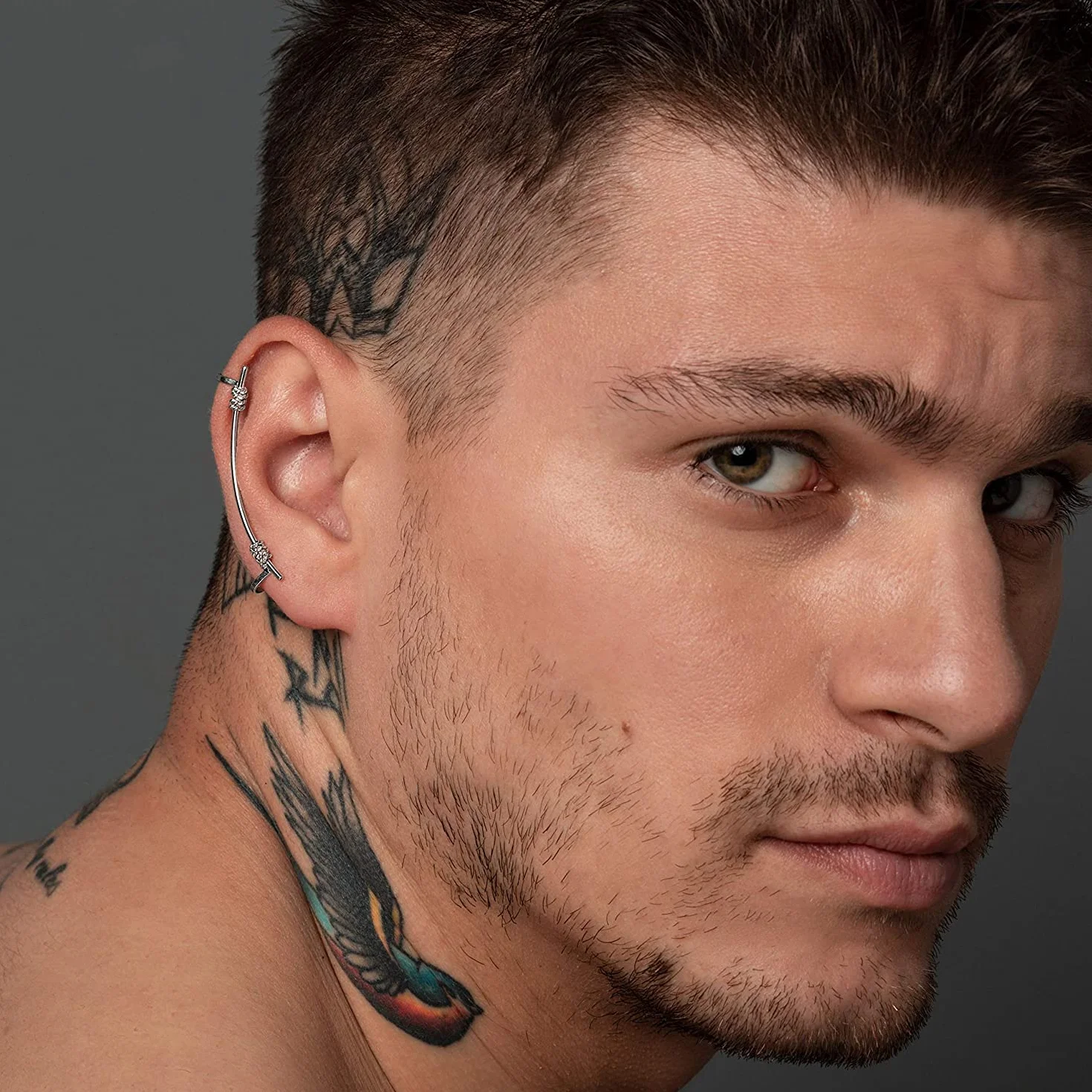Pendientes de plata esterlina para hombres joyería punk regalo