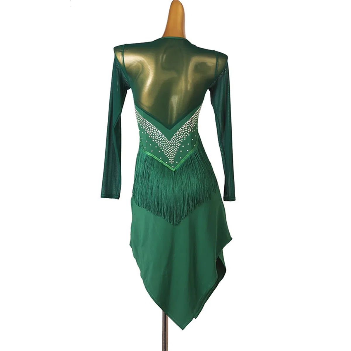 trajes de baile Vestido de baile latino, ropa, vestidos con flecos, vestido de mujer latinoamericana, flamenco, traje de baile for niñas, Tango Dancewea, borla (Color : Verde, Size : XXL)