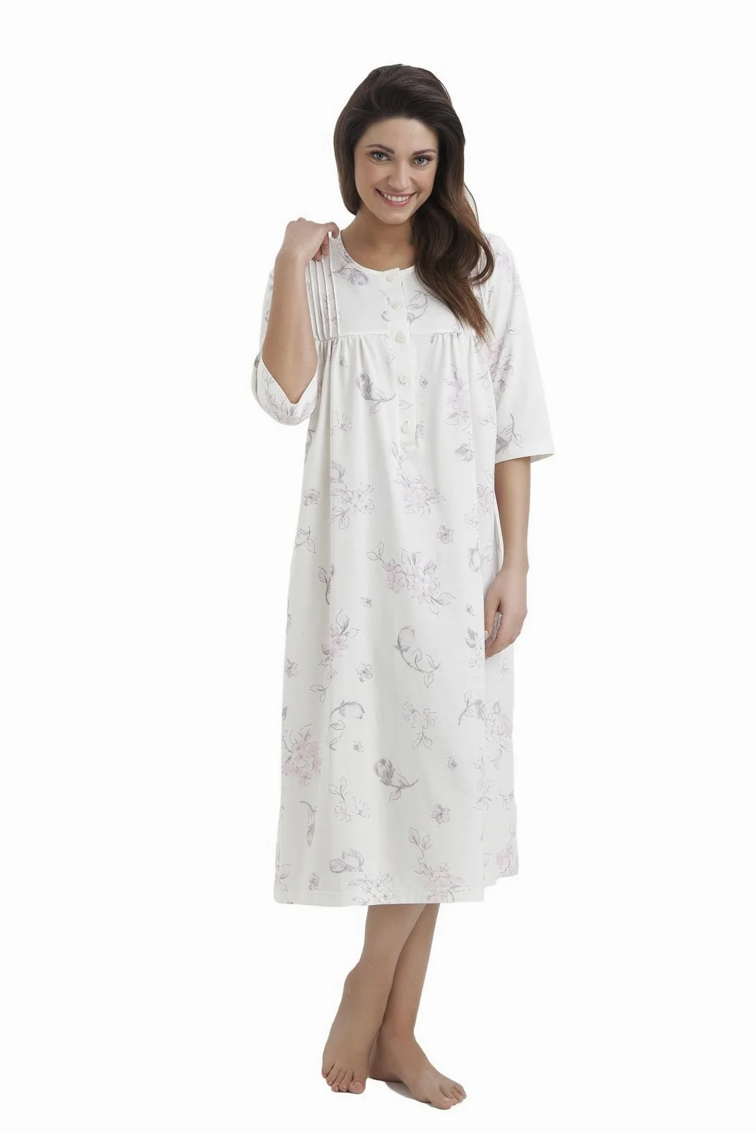 DOROTA Elegante camisón largo de algodón para mujer, 100% algodón, fabricado en la UE, Sleepshirt-cru., XL