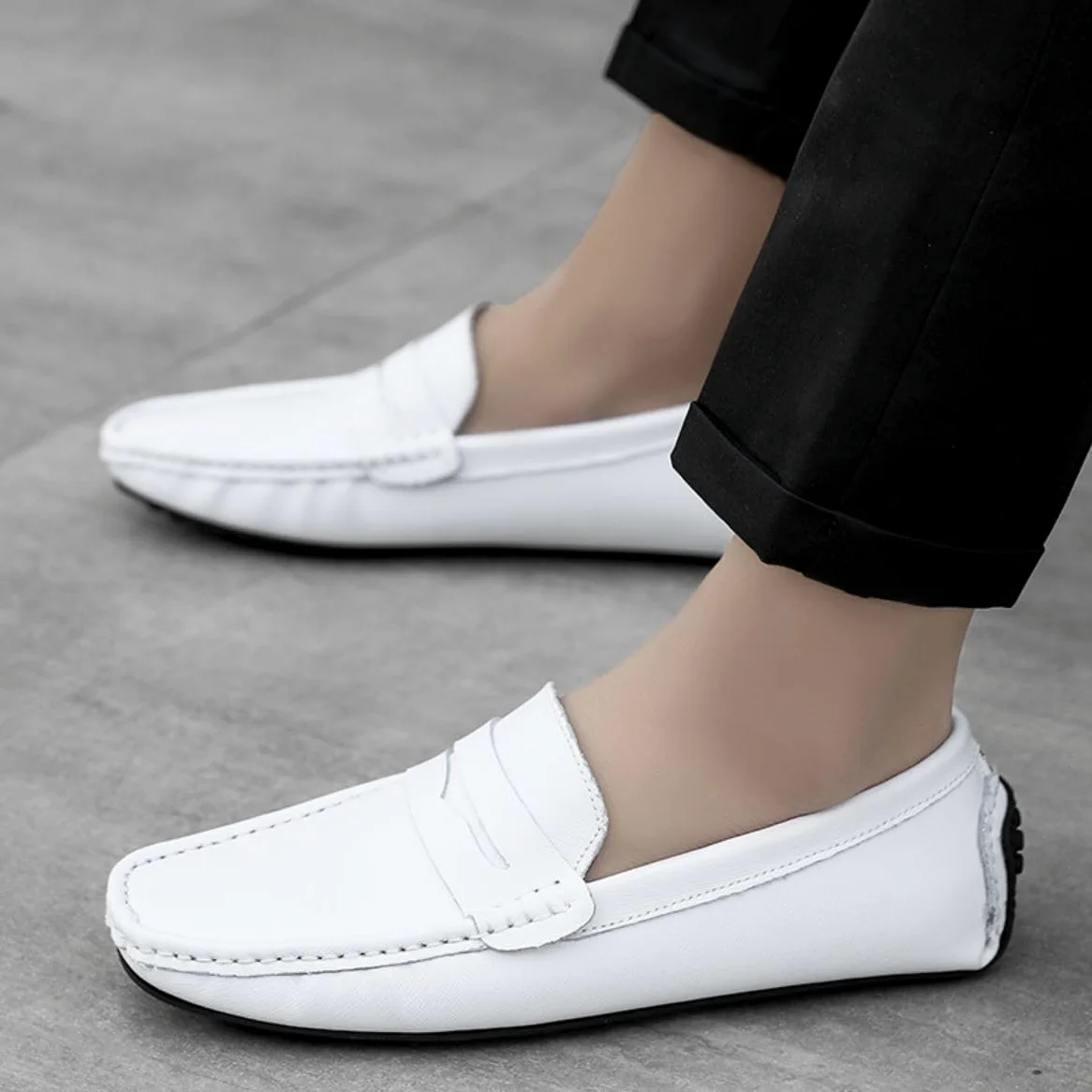 Mocasines para Hombre de Cuero Moda Slip-on Shoes Driver Shoes Casual Flat Shoes 38-49 EU