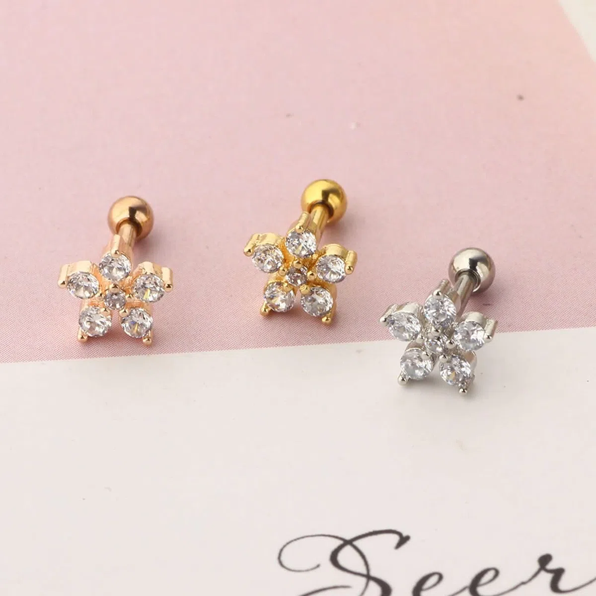 Pendientes de oro real 750, para mujer, diseño de flor con moissanita, pendientes de boda para mujer, oro amarillo