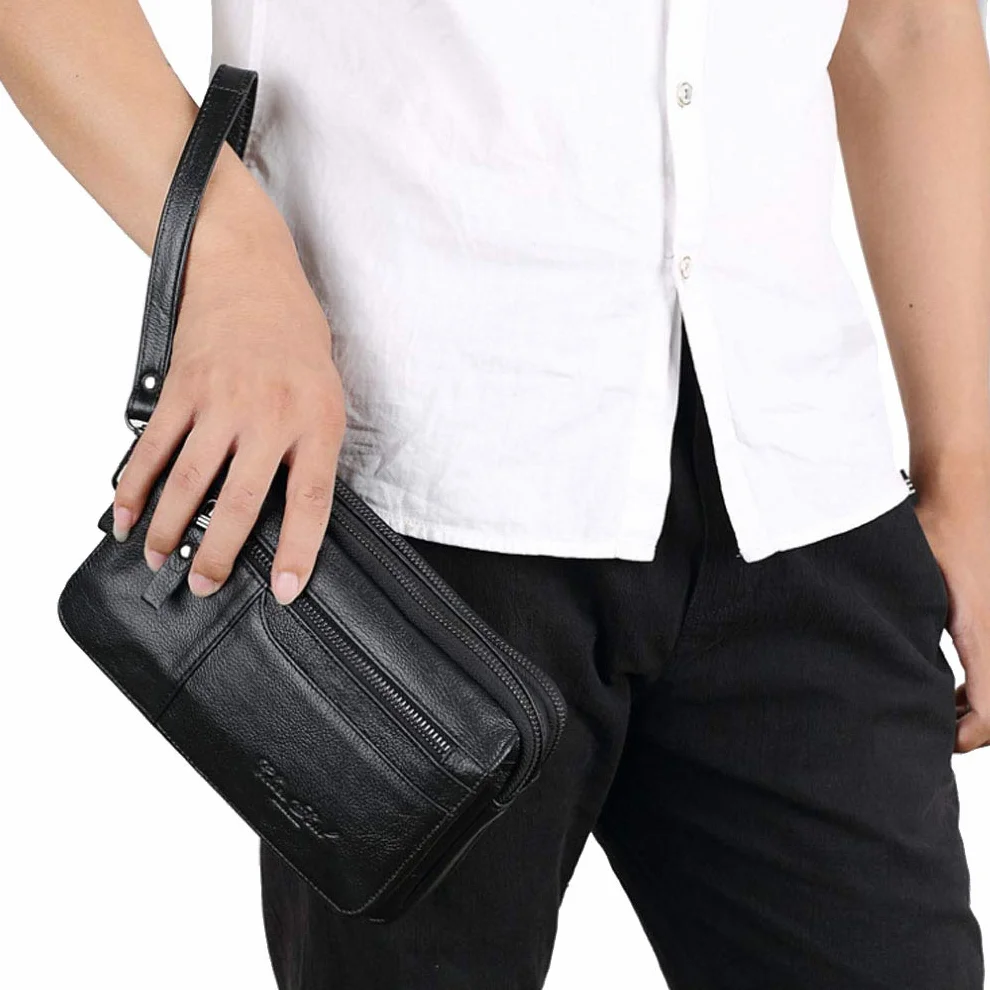 Embrague Monedero Monedero Con Correa De Muñeca Soporte de Teléfono para Hombre Bolso de Muñeca Bolso de Muñeca Negocio de Negocios Compartimientos Múltiples Bolso iPhone X/8/8 Plus