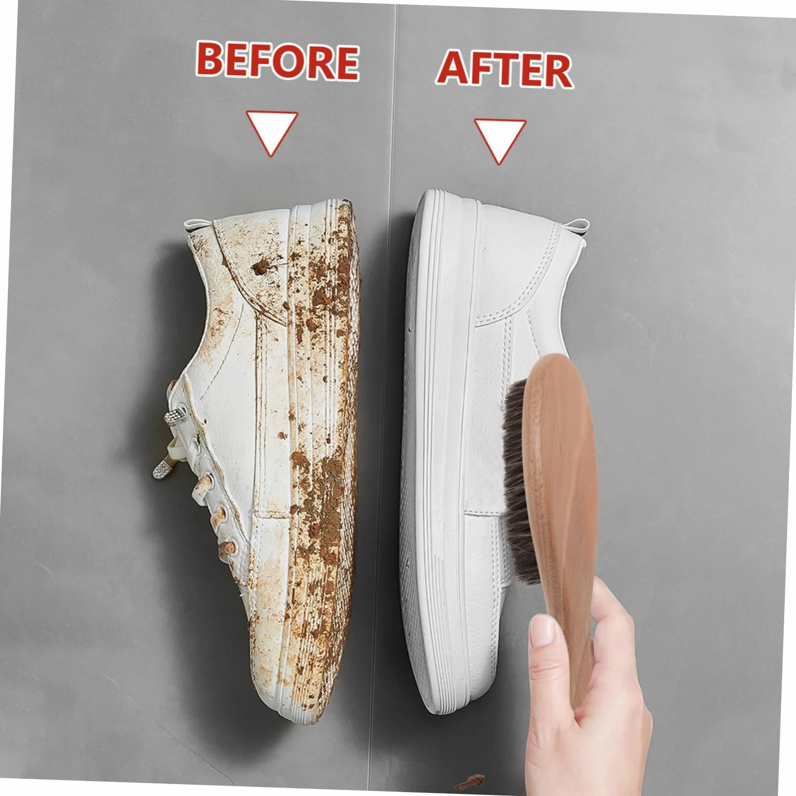 Cepillo para Limpiar Zapatillas de Madera 2 Piezas, Beige, Pulido | Limpia Suelas y Calzado, Uso Doméstico Diario, Mango Cómodo, Evita Daños, Formato Doble