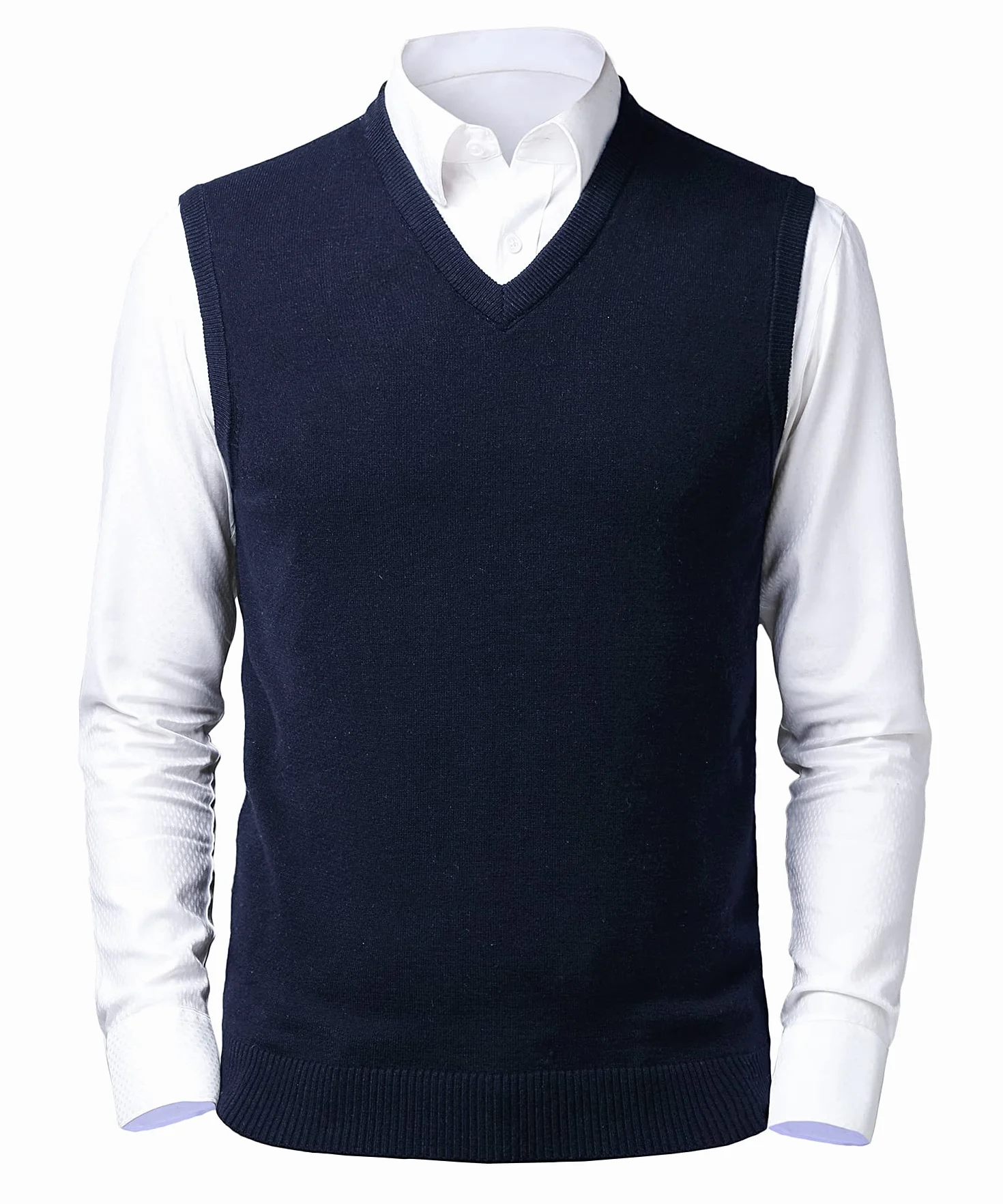 Chaleco SuéTer para Hombre con Cuello en V Jersey de Punto sin Mangas clásico Caballero Cardigans Chaqueta Otoño Invierno Prendas de Punto Pullover