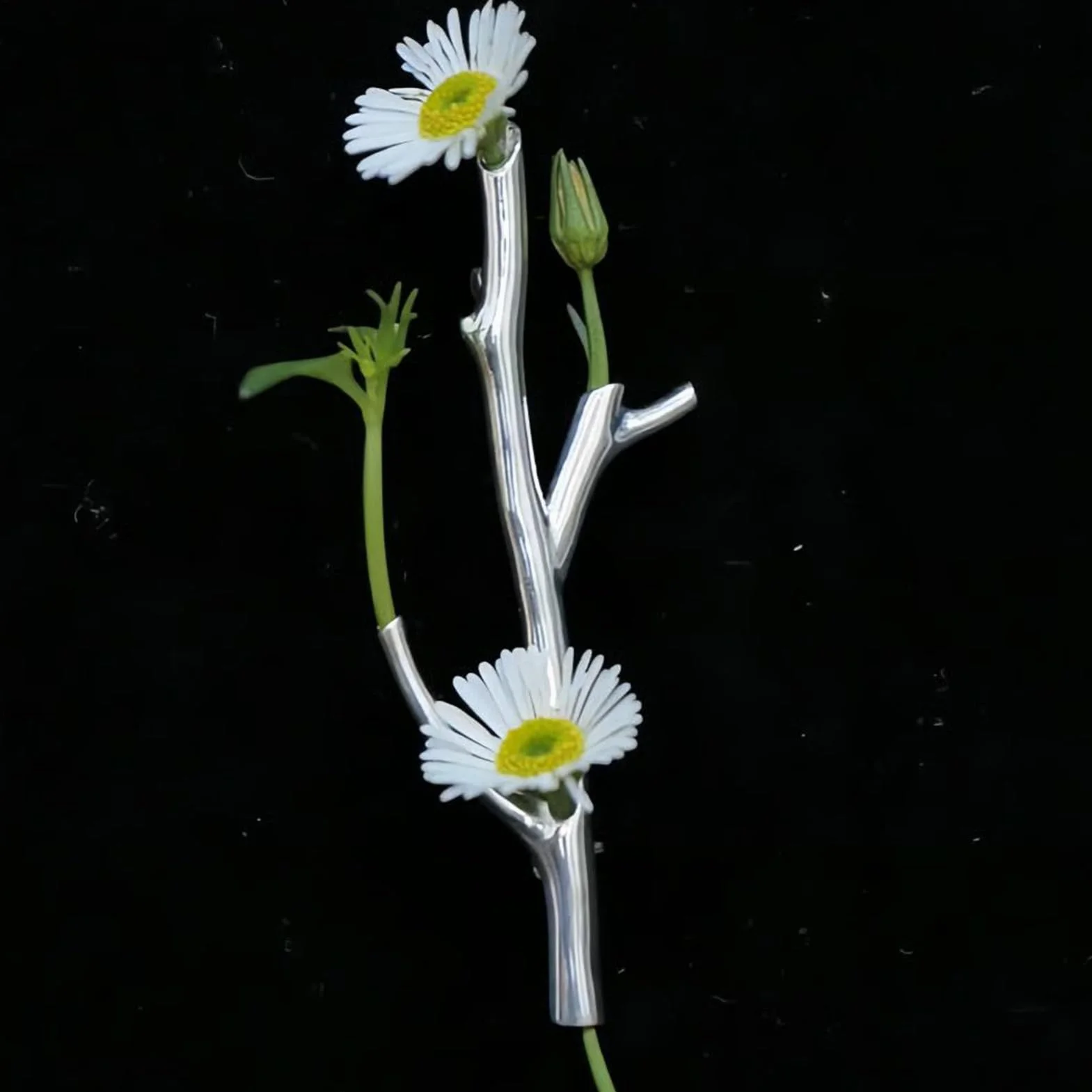 Broche Porta Ramo | Pin para Flores Frescas y Secas con Forma de Rama | Accesorio Elegante para Chaqueta, Sombrero Bolso | Para Bodas, el Día a Día