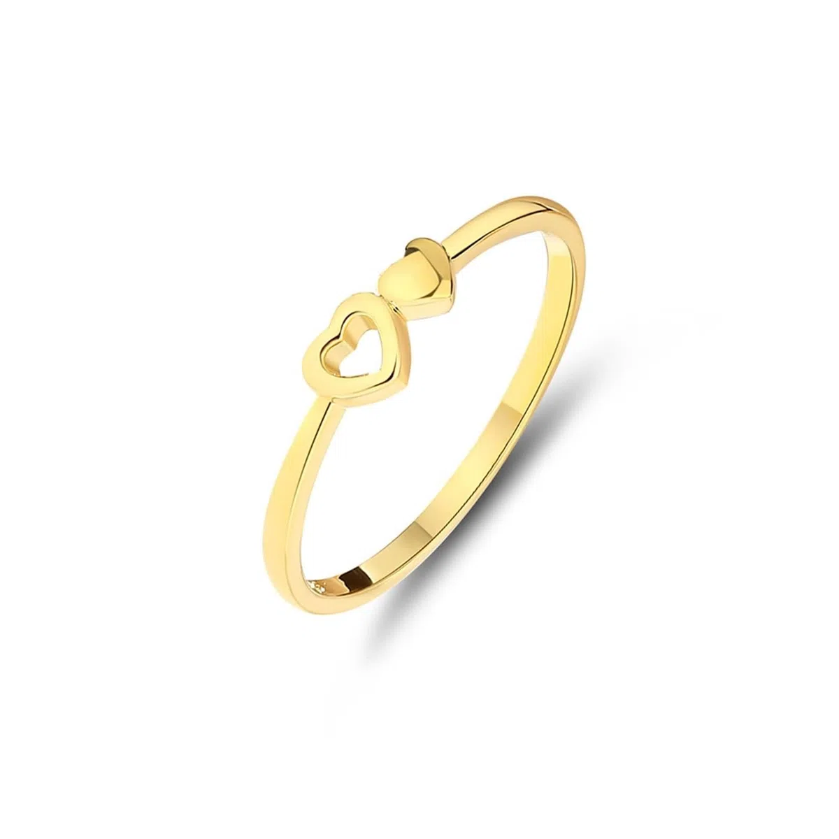 Anillos para mujer, diseño de corazón, oro amarillo de 9 quilates, talla 49 (15,6)