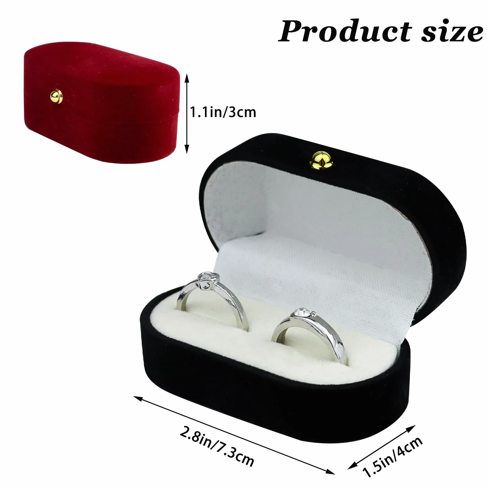 Porta Alianzas Boda de 2 Ranuras, Porta Alianzas de Terciopelo Caja Anillo Ovalados para Compromisos y Bodas, Cajitas Regalo Pequeñas para Anillos, Pendientes, Broches (gris)